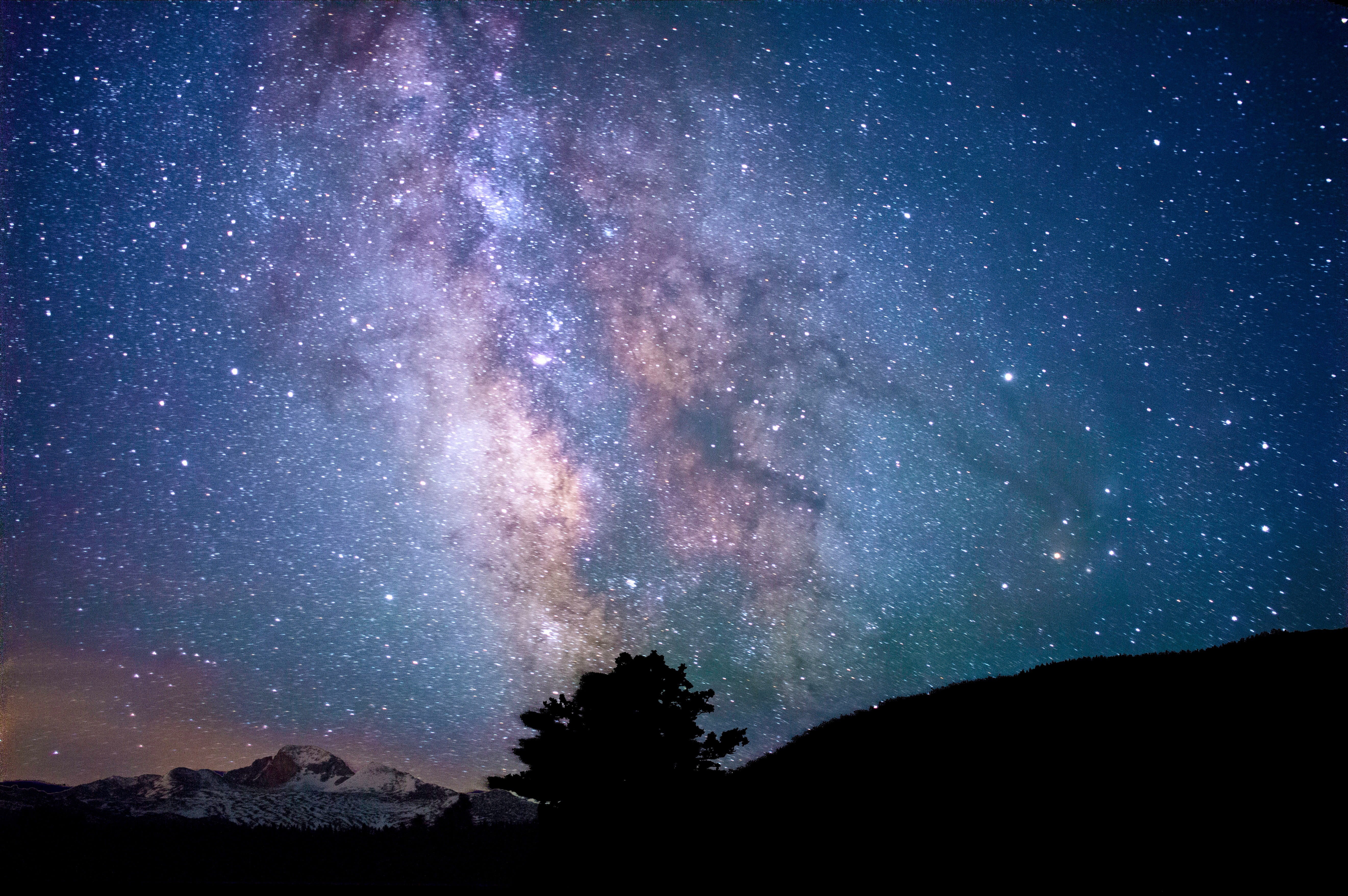 National Park, Rocky Mountains, science, stars, outdoors, silhouette, star Shape, Galactic Core, scenics - nature, constellation, scenics, public domain, HD Wallpaper