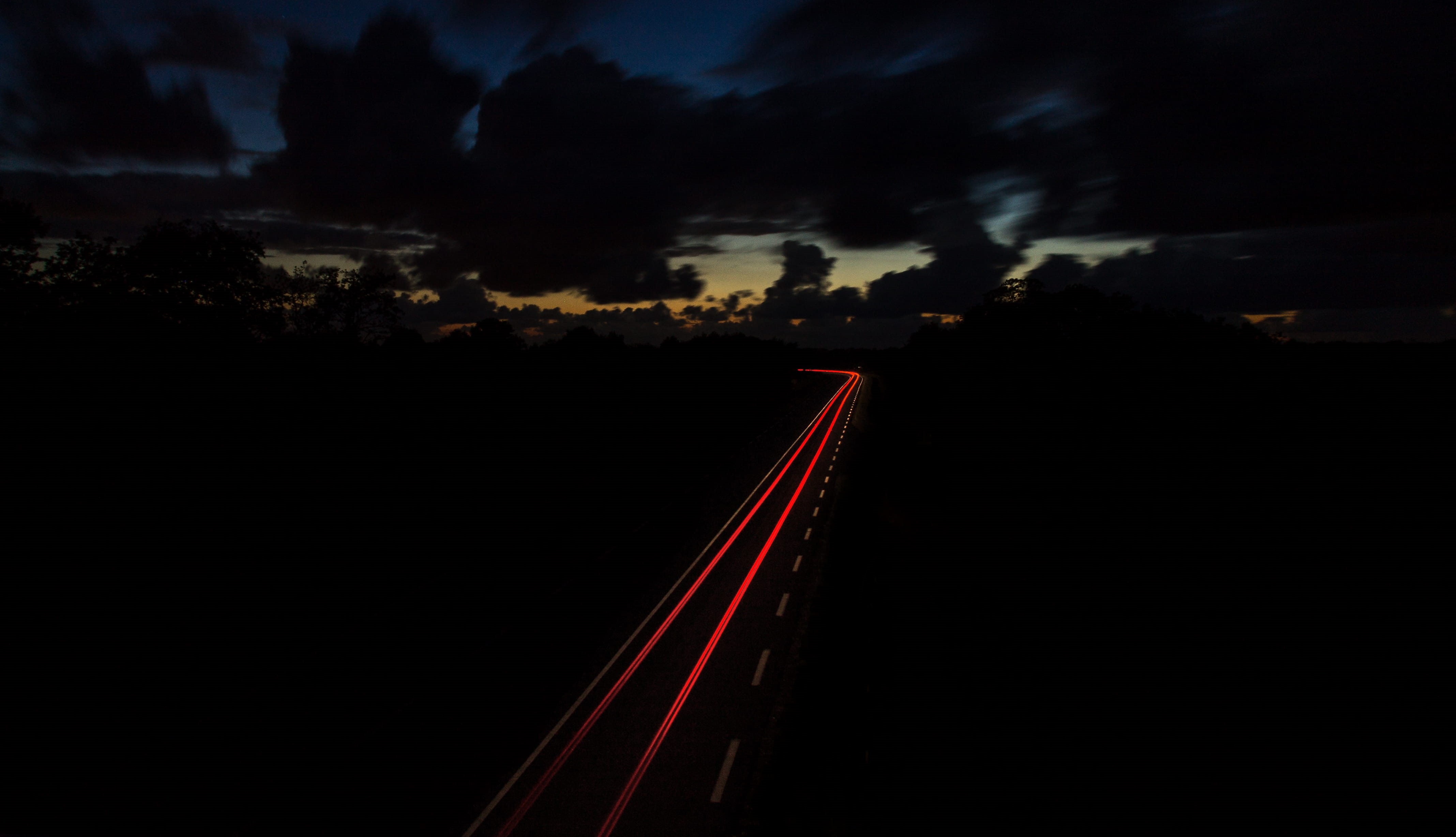 nature, night, black, gray, dusk, road, red, time, illuminated, lapse, traffic, direction, dark, light, travel, street, no people, the way forward, night sky, HD Wallpaper