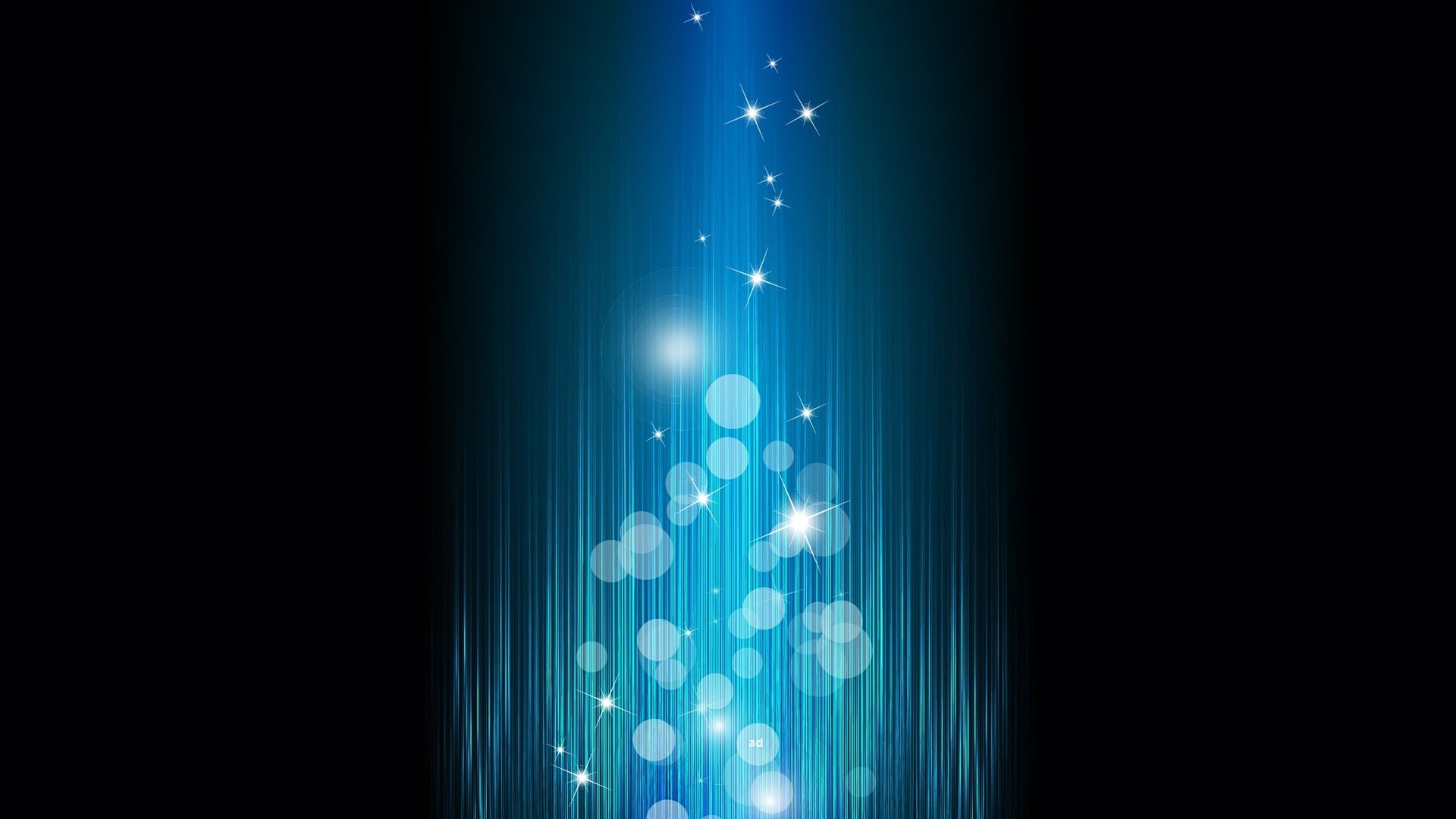 cyan, digital art, artwork, 1080P, lines, shapes, stars, black background, blue, black, abstract, HD Wallpaper