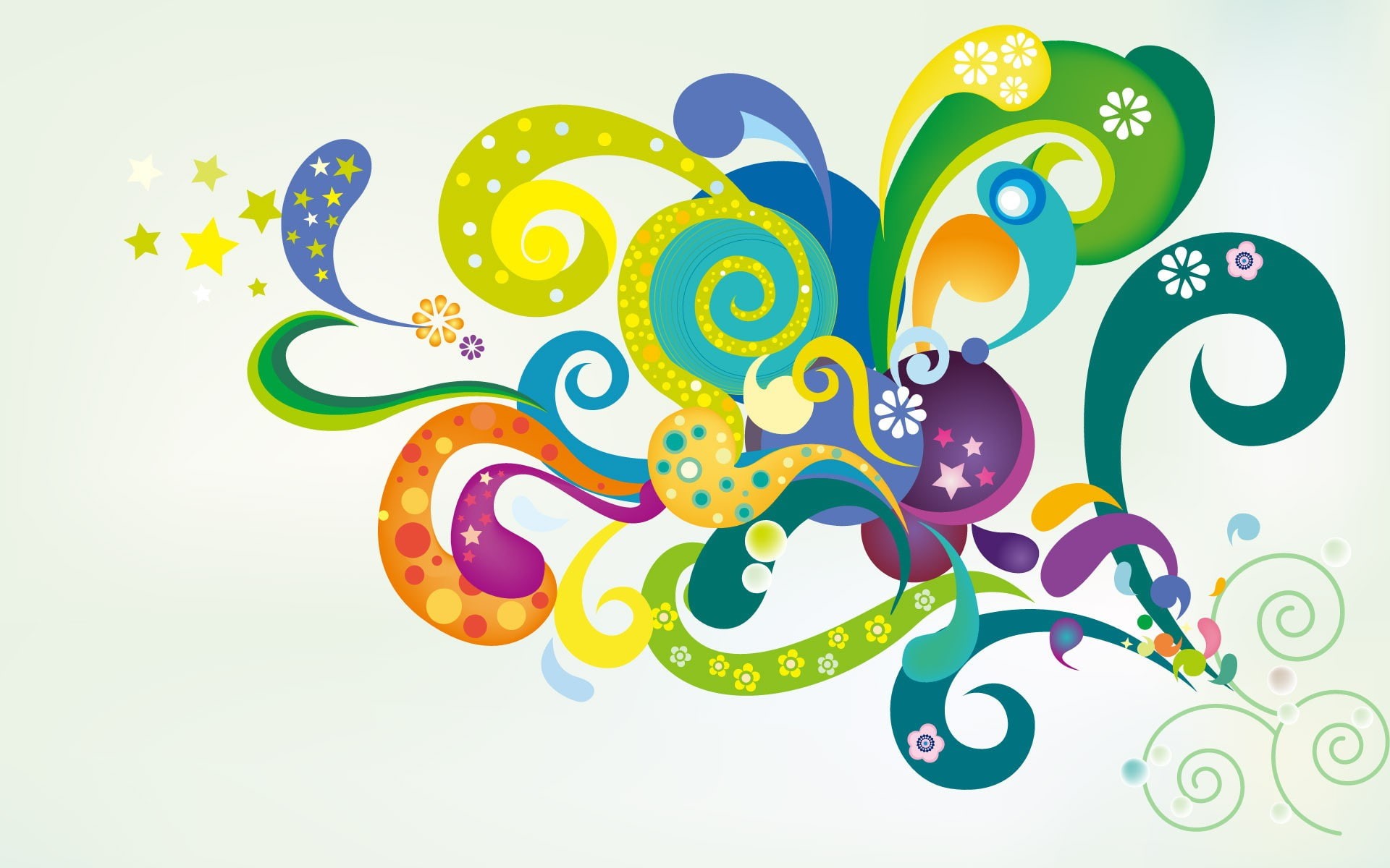 shapes, abstract, artwork, simple background, 1080P, colorful, stars, HD Wallpaper