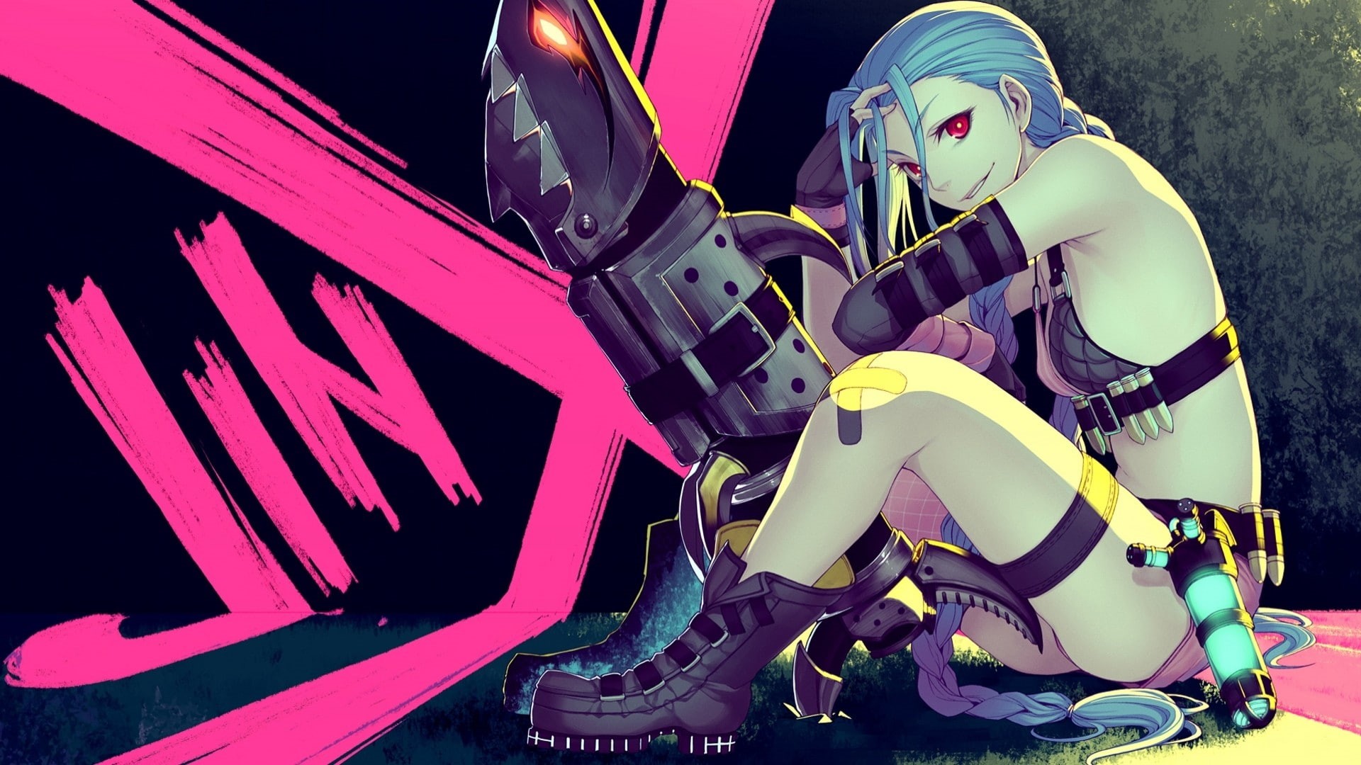 1080P, legends, anime girls, jinx, anime, girls, league, league of legends, HD Wallpaper