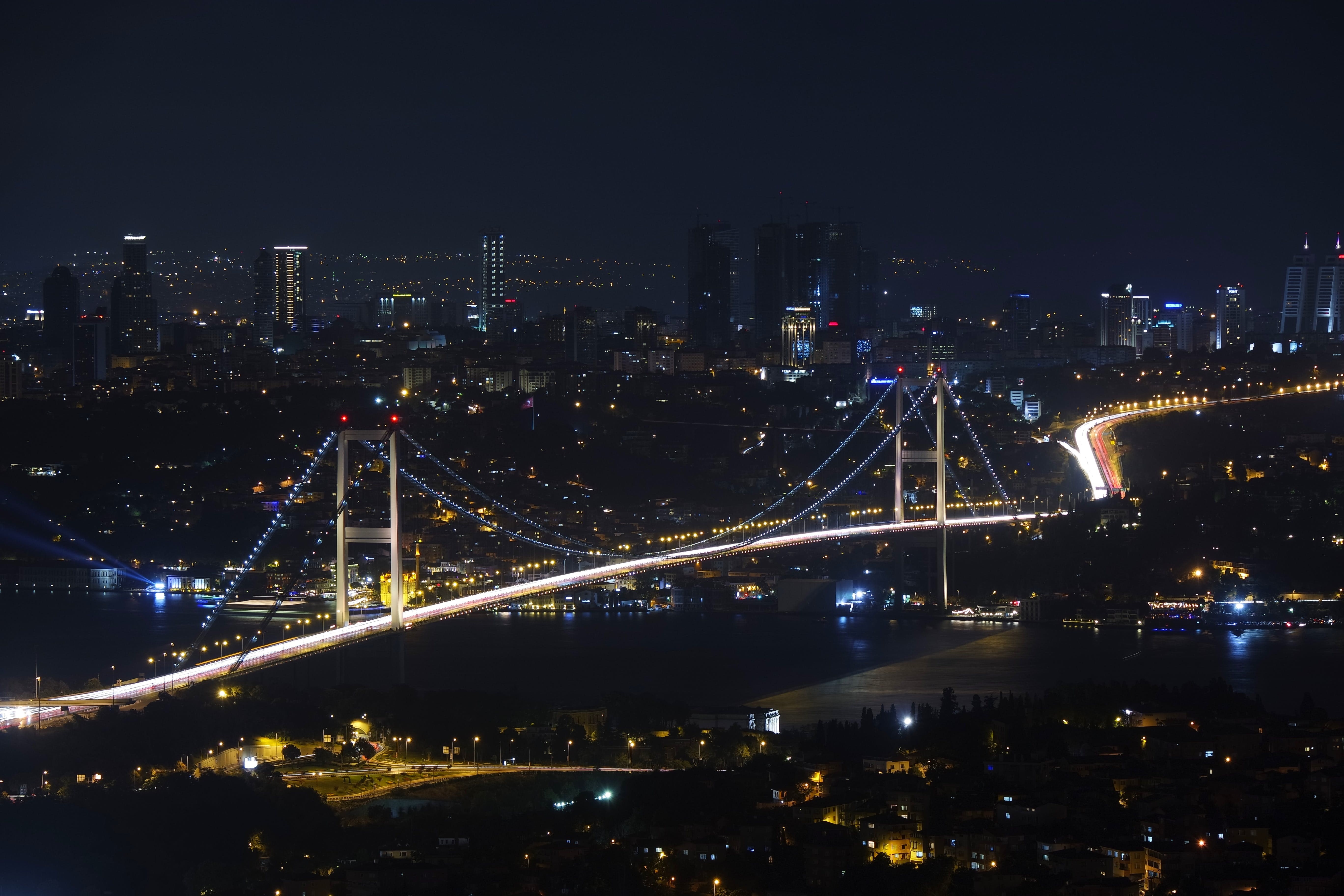 no people, architecture, building exterior, travel destinations, residential district, night, outdoors, Istanbul, sky, financial district, illuminated, HD Wallpaper