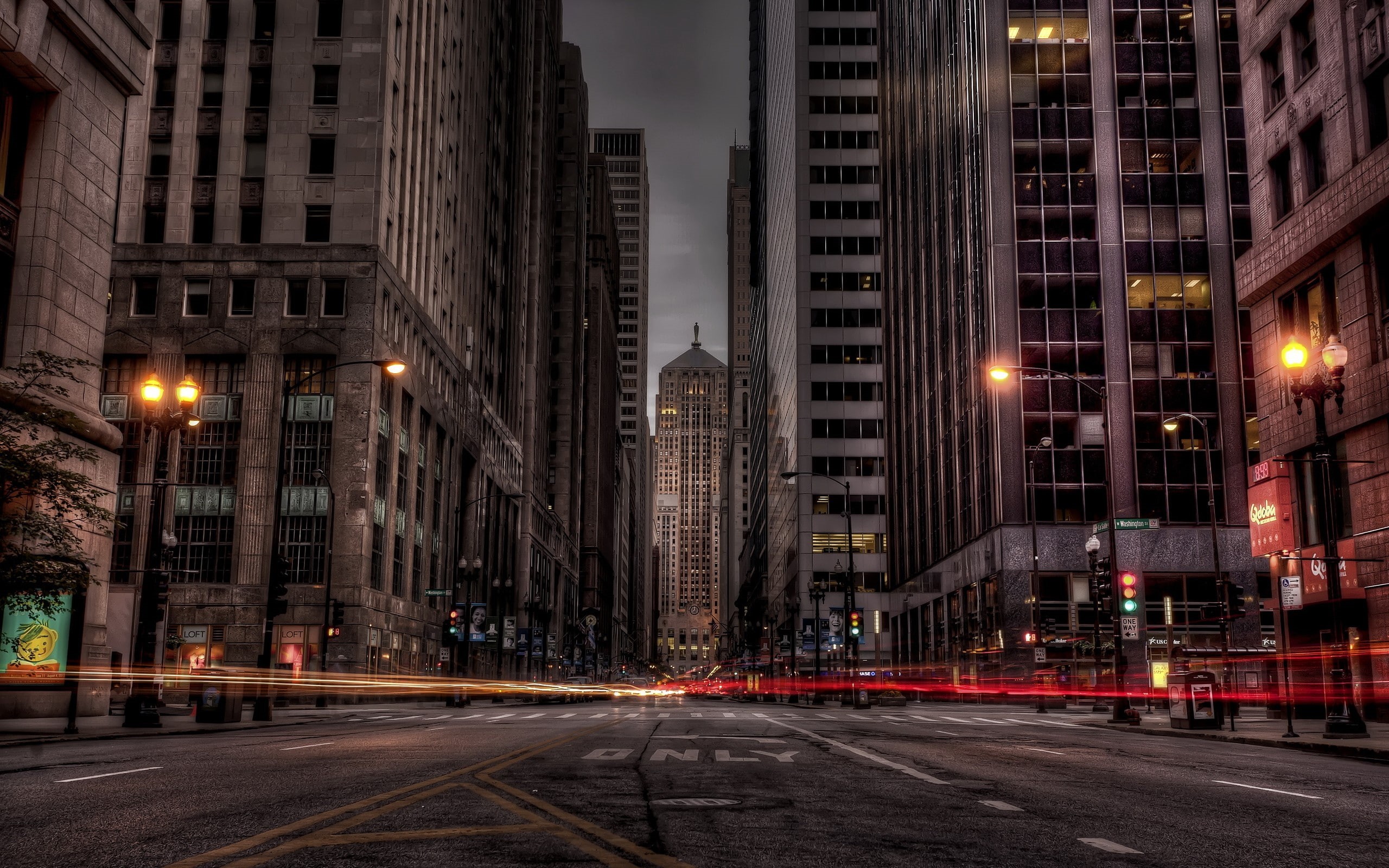 street, office building exterior, motion, lighting equipment, night, travel destinations, building, city life, outdoors, 2K, road, transportation, no people, HD Wallpaper