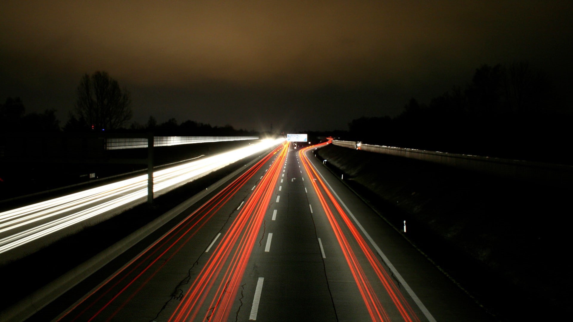 traffic, night, 1080P, long exposure, road, light trails, HD Wallpaper