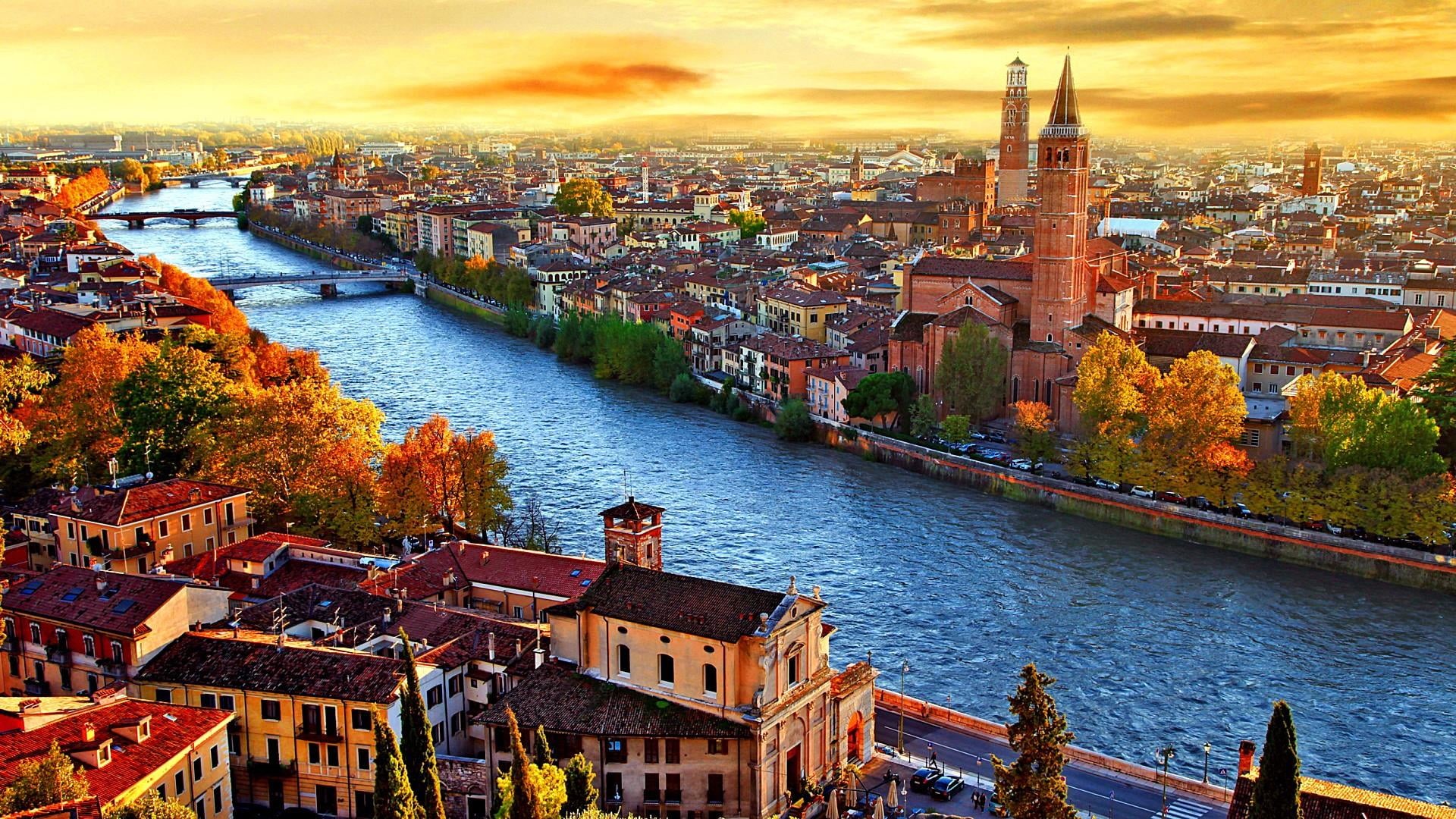 landmark, aerial view, bridge, europe, river, connection, transportation, building, cityscape, travel destinations, aerial photography, waterway, city, HD Wallpaper