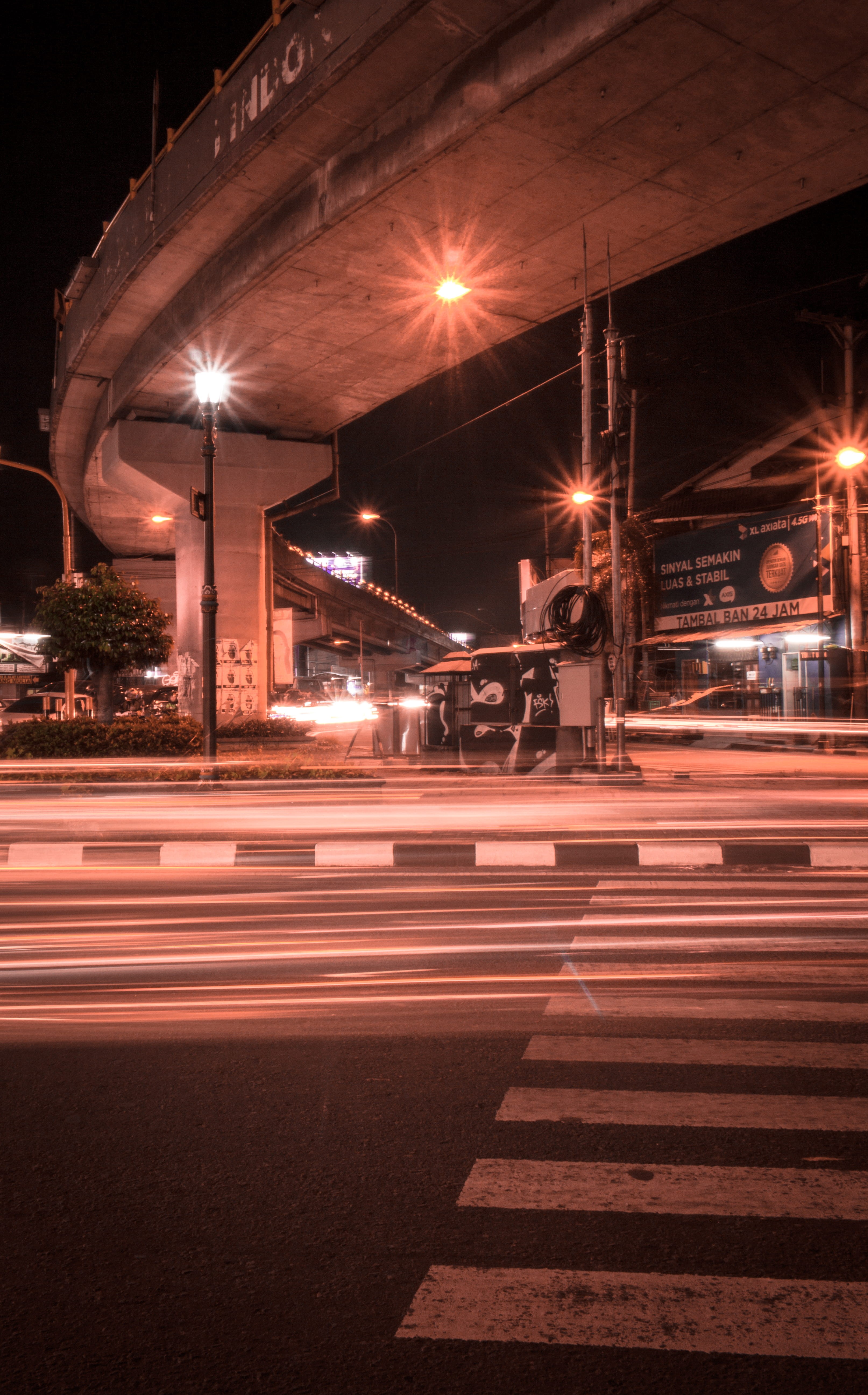 road, outdoors, night, no people, architecture, 5K, built structure, transportation, blurred motion, sign, city, long exposure, building exterior, yogyakarta, Phone HD Wallpaper