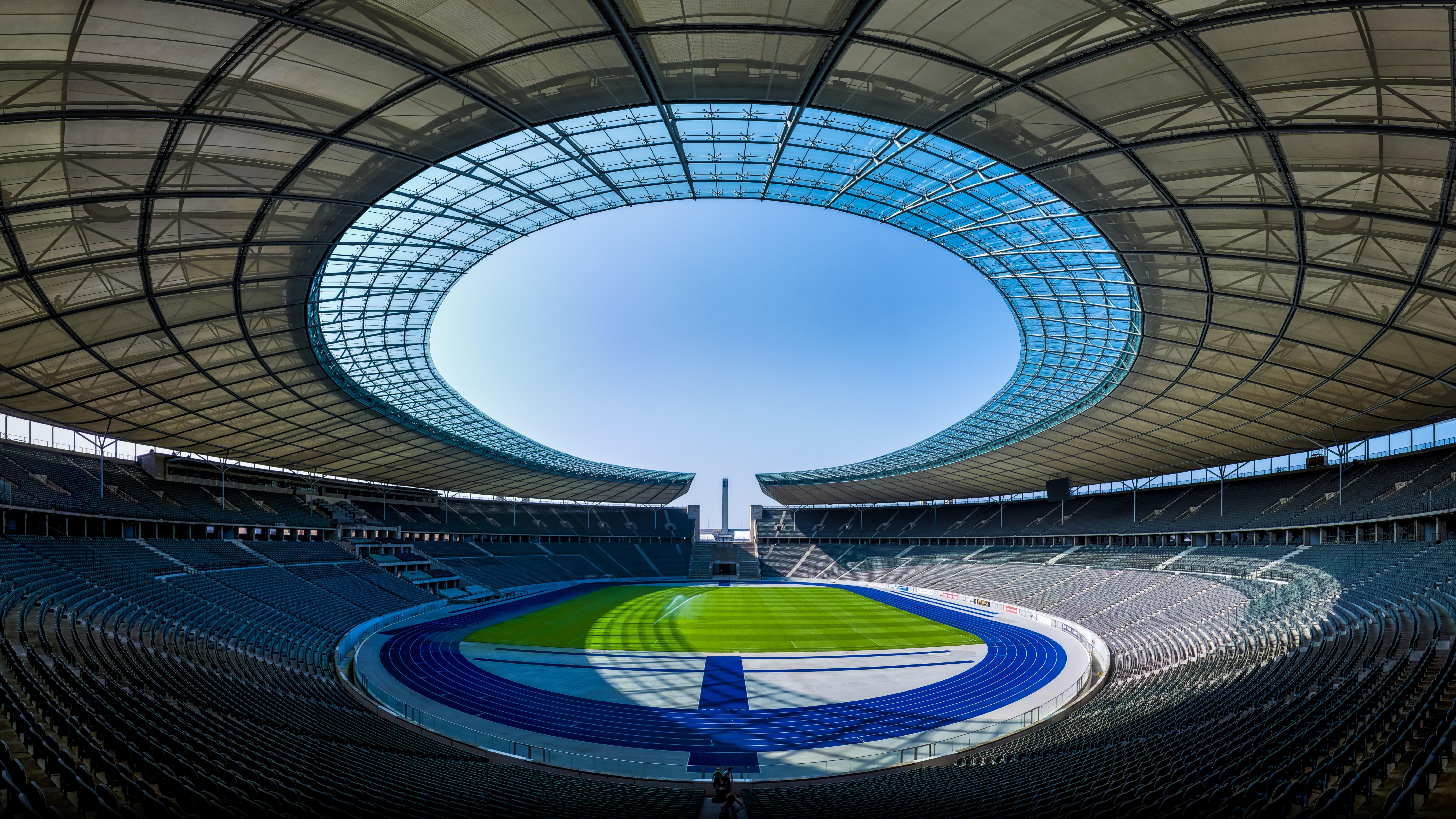 structure, olympics, deutsches, architecture, olympiastadion, soccer, 8K, panoramic, football, arena, berlin, panorama, sport venue, ceiling, germany, HD Wallpaper