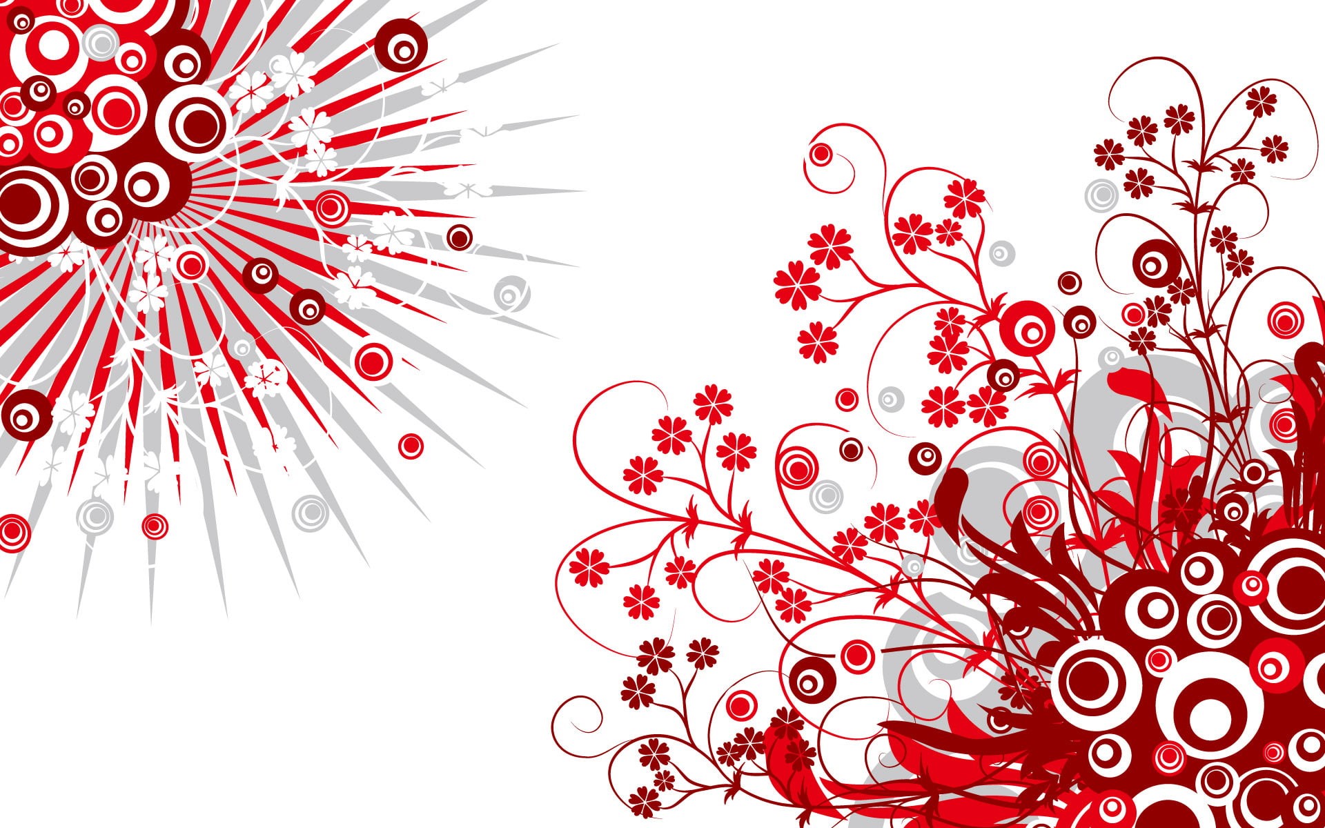 background, white, hd, 1080P, white background, red, patterns, floral, HD Wallpaper