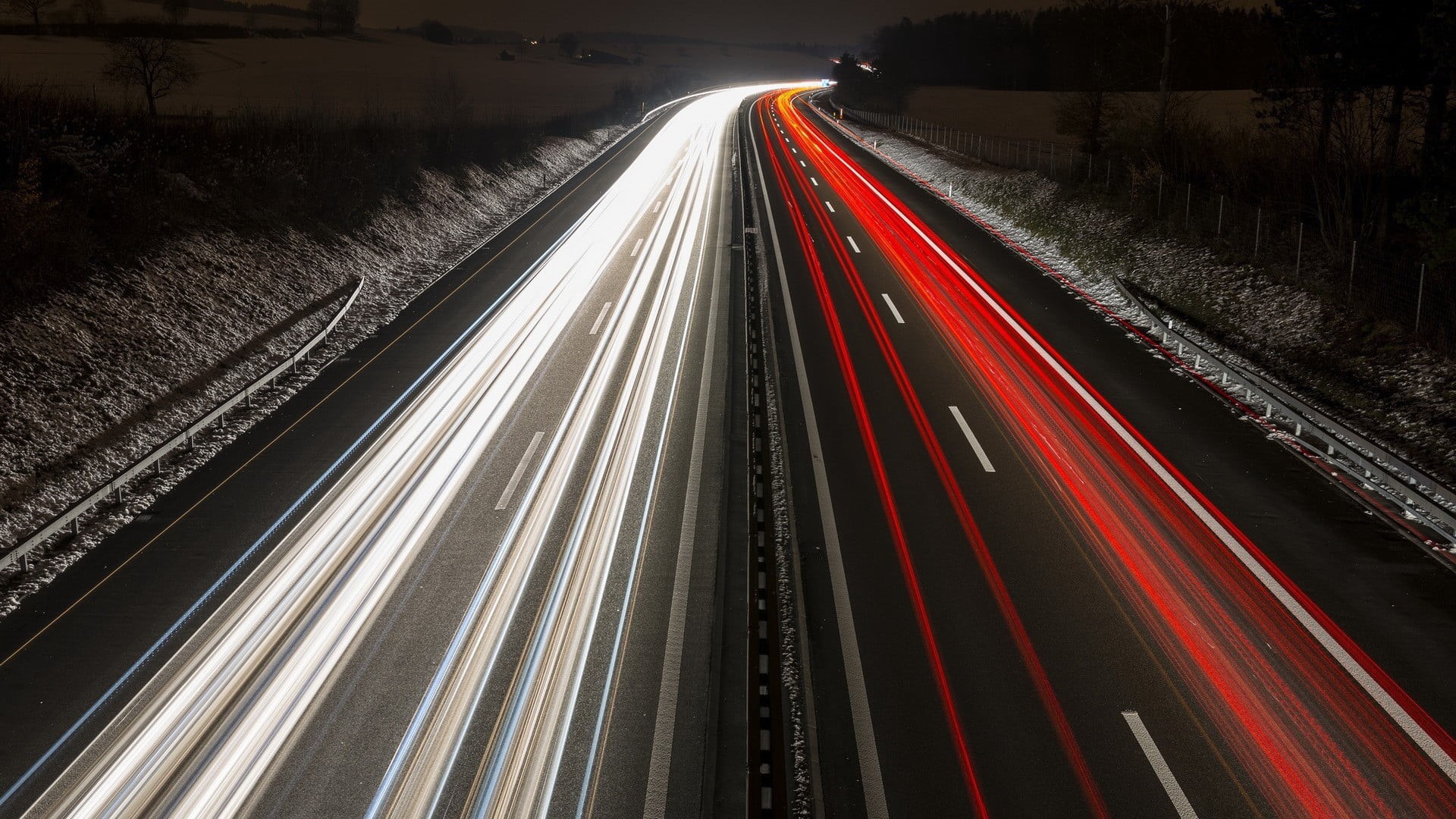 photo, vehicles, lighting equipment, speed, winter, high angle view, highway, long exposure, transportation, multiple lane highway, mode of transportation, HD Wallpaper