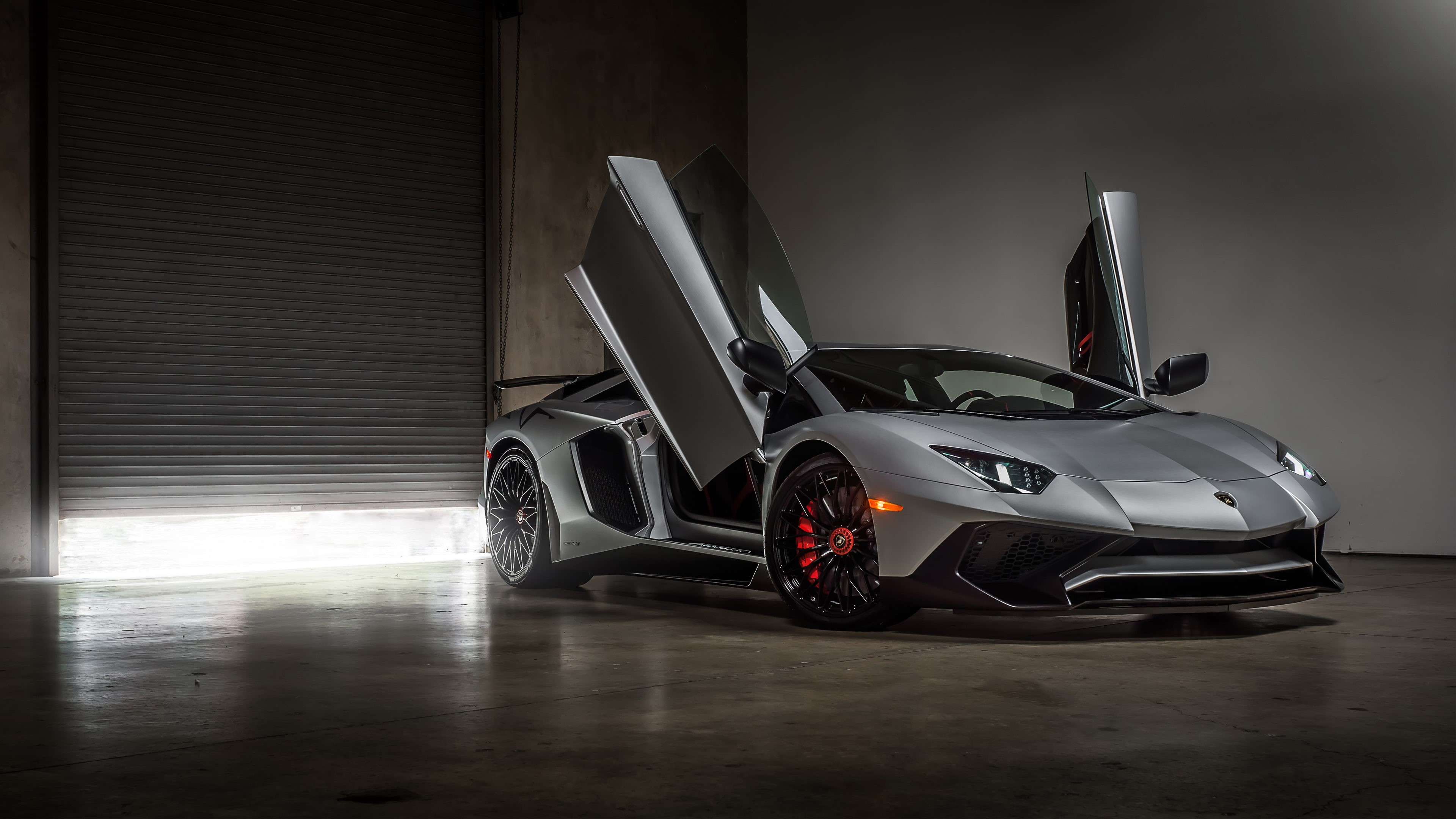 transportation, sports car, car, motor vehicle, wealth, retail, no people, luxury, indoors, flooring, 4K, 4K, garage, reflection, illuminated, sport, Lamborghini Aventador LP 750-4 SV Coupe, HD Wallpaper