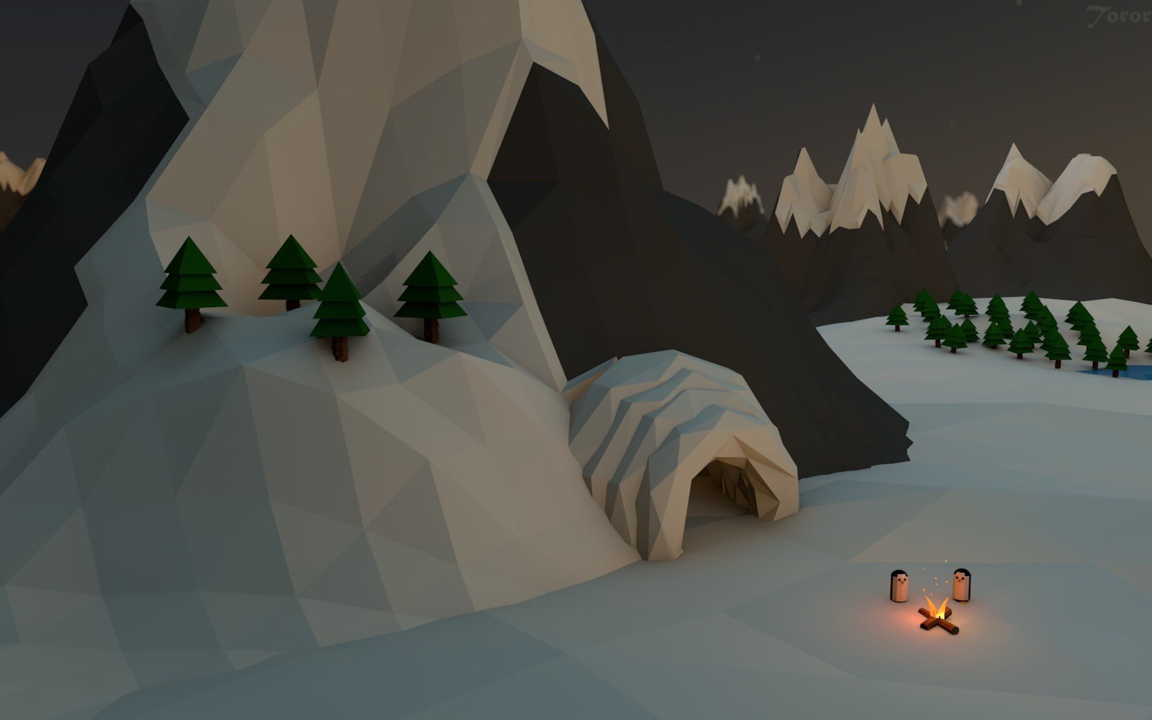 low poly, indoors, digital art, animal wildlife, white, architecture, bird, igloo, model, scale, built structure, representation, vertebrate, nature, animal themes, HD Wallpaper