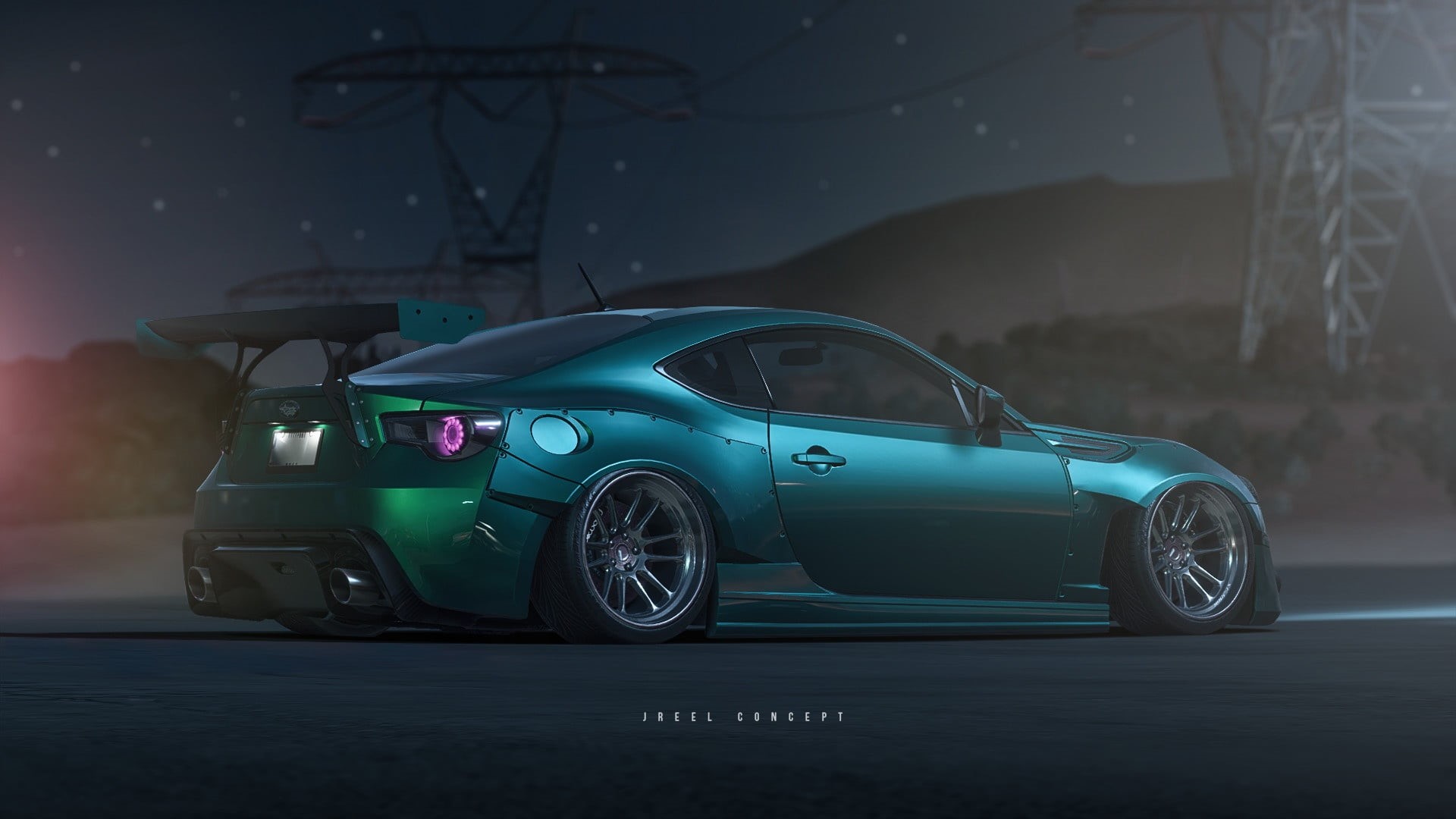 car, vehicle, wealth, land vehicle, road, 1080P, retro styled, motor vehicle, digital art, sports car, stationary, illuminated, motion, street, mode of transportation, HD Wallpaper