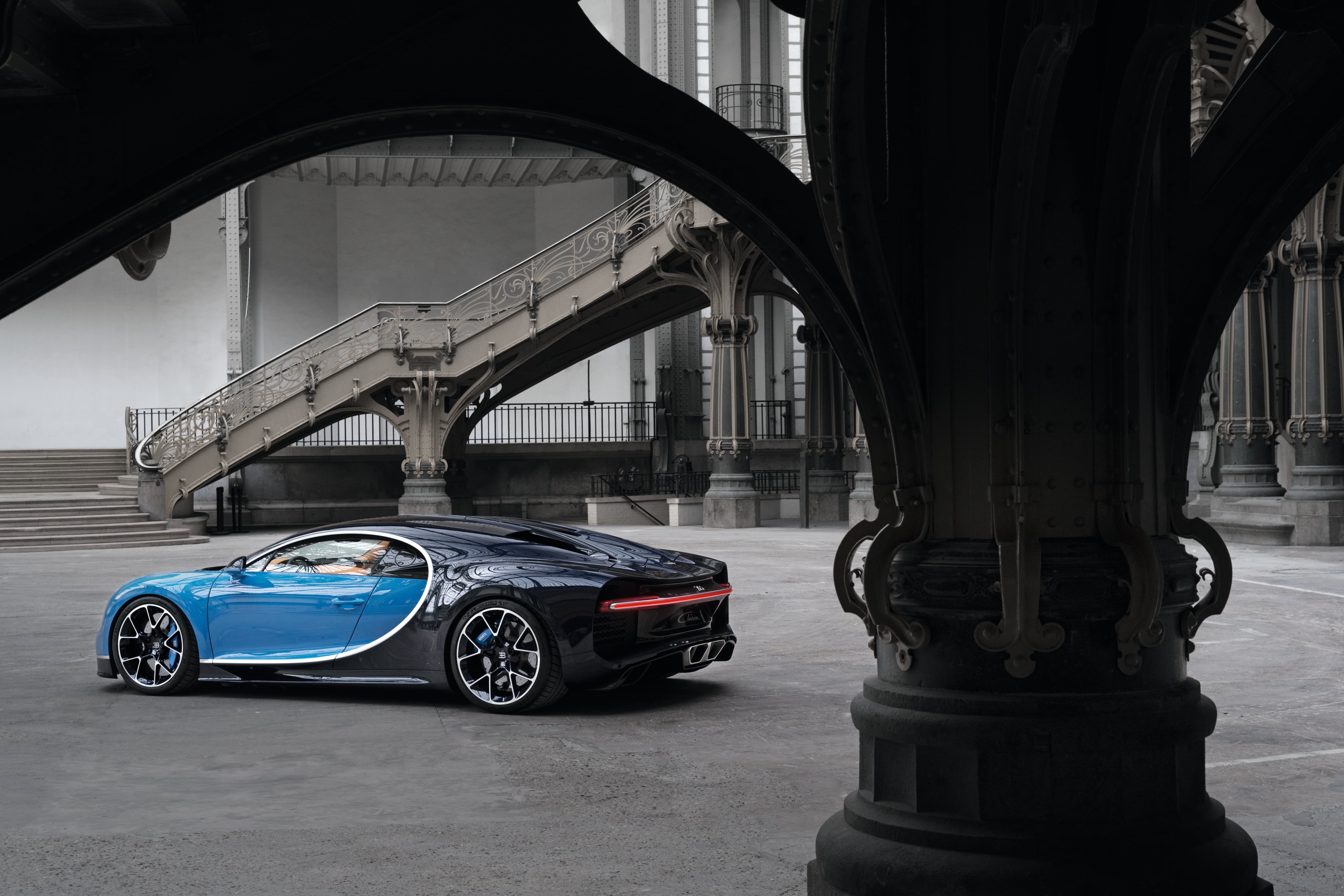 architectural column, land Vehicle, modern, chiron, black Color, sports Car, black, speed, day, transportation, no people, car, competition, connection, HD Wallpaper