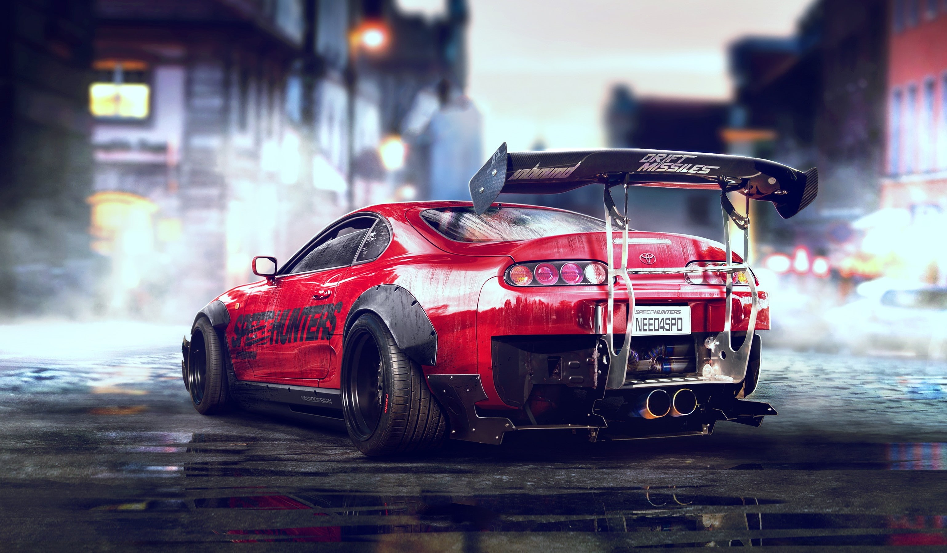 red, Need for Speed, Speedhunters, car, Toyota Supra, engine exhaust, 2K, HD Wallpaper