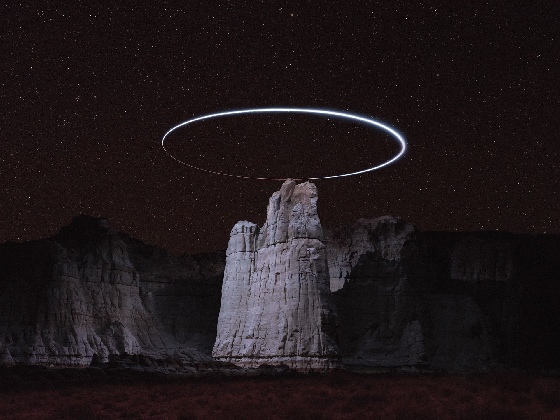 digital composite, low angle view, galaxy, night, 1080P, land, Reuben Wu, circle, star - space, scenics - nature, nature, space and astronomy, no people, HD Wallpaper