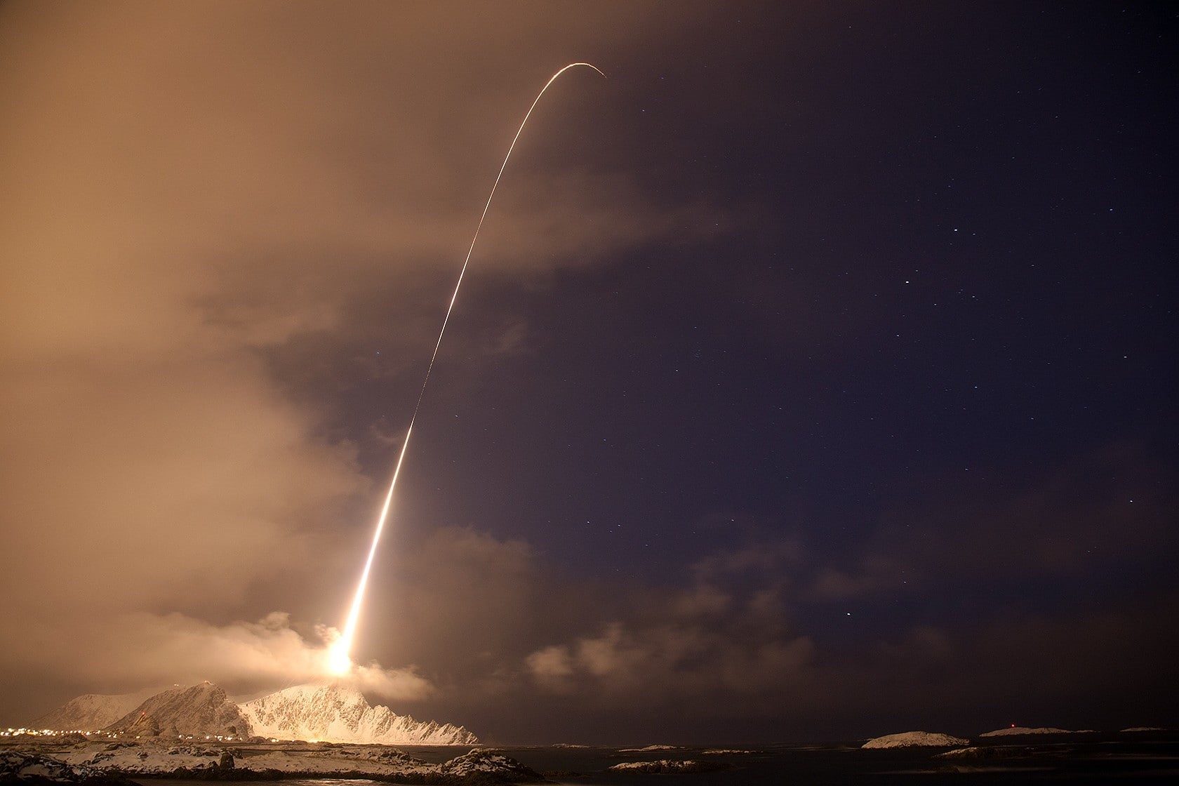 rocket, long exposure, photography, night, no people, power, tranquility, scenics - nature, SpaceX, low angle view, vapor trail, cloud - sky, storm, beauty in nature, HD Wallpaper
