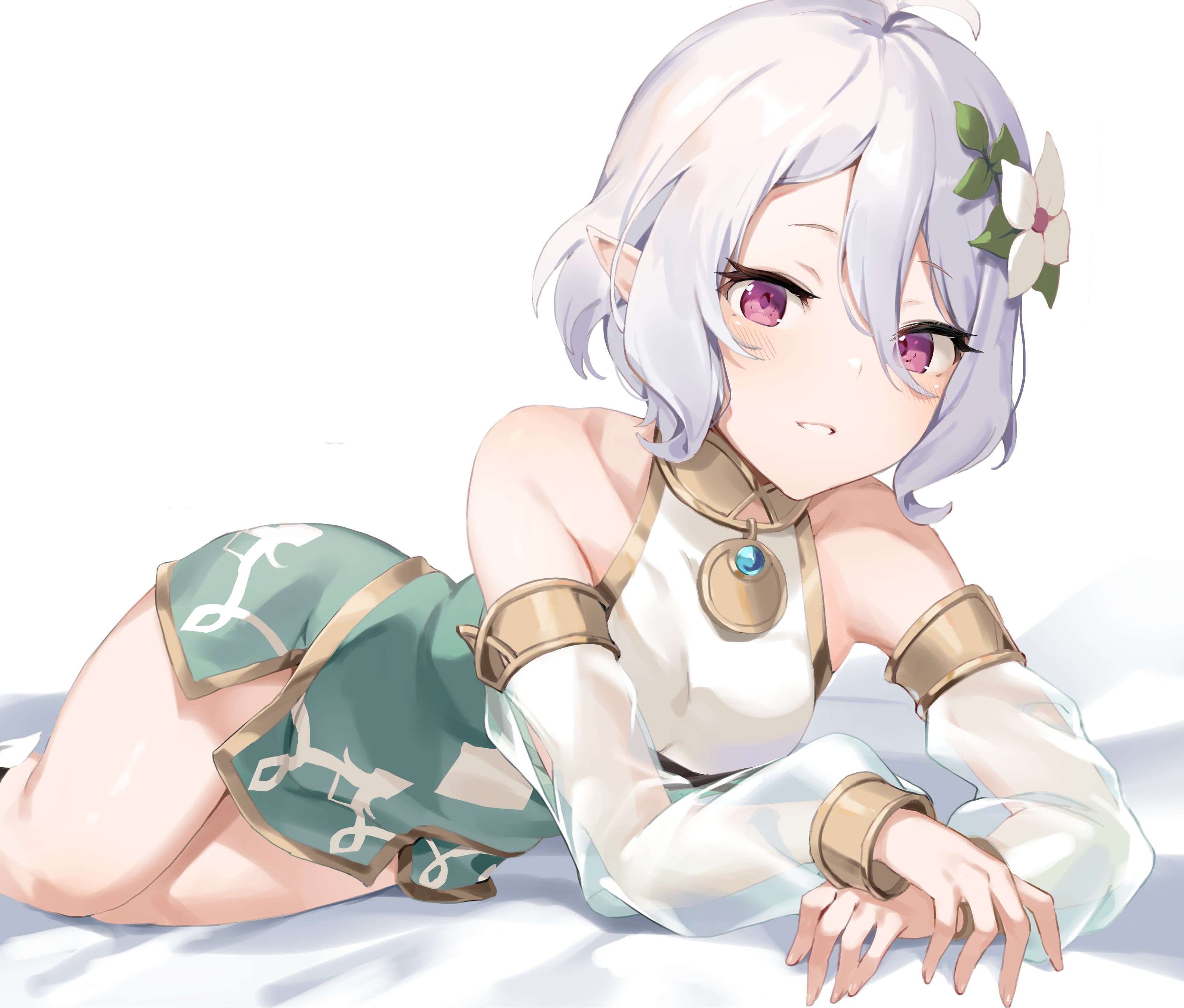 white hair, Kokkoro (Princess Connect), ikomochi, anime girls, Princess Connect Re:Dive, 2K, HD Wallpaper