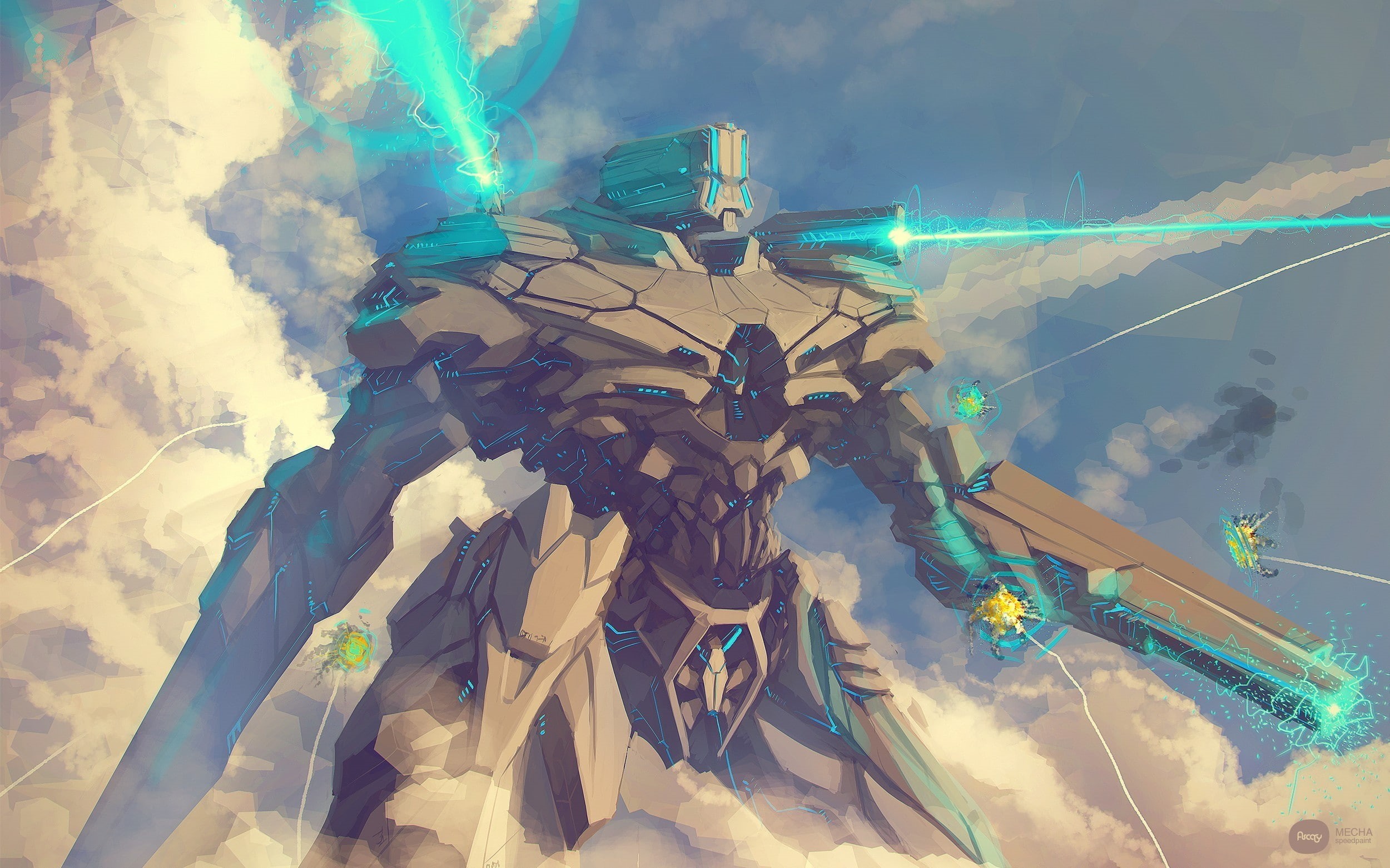 1080P, futuristic, laser, science fiction, robot, HD Wallpaper