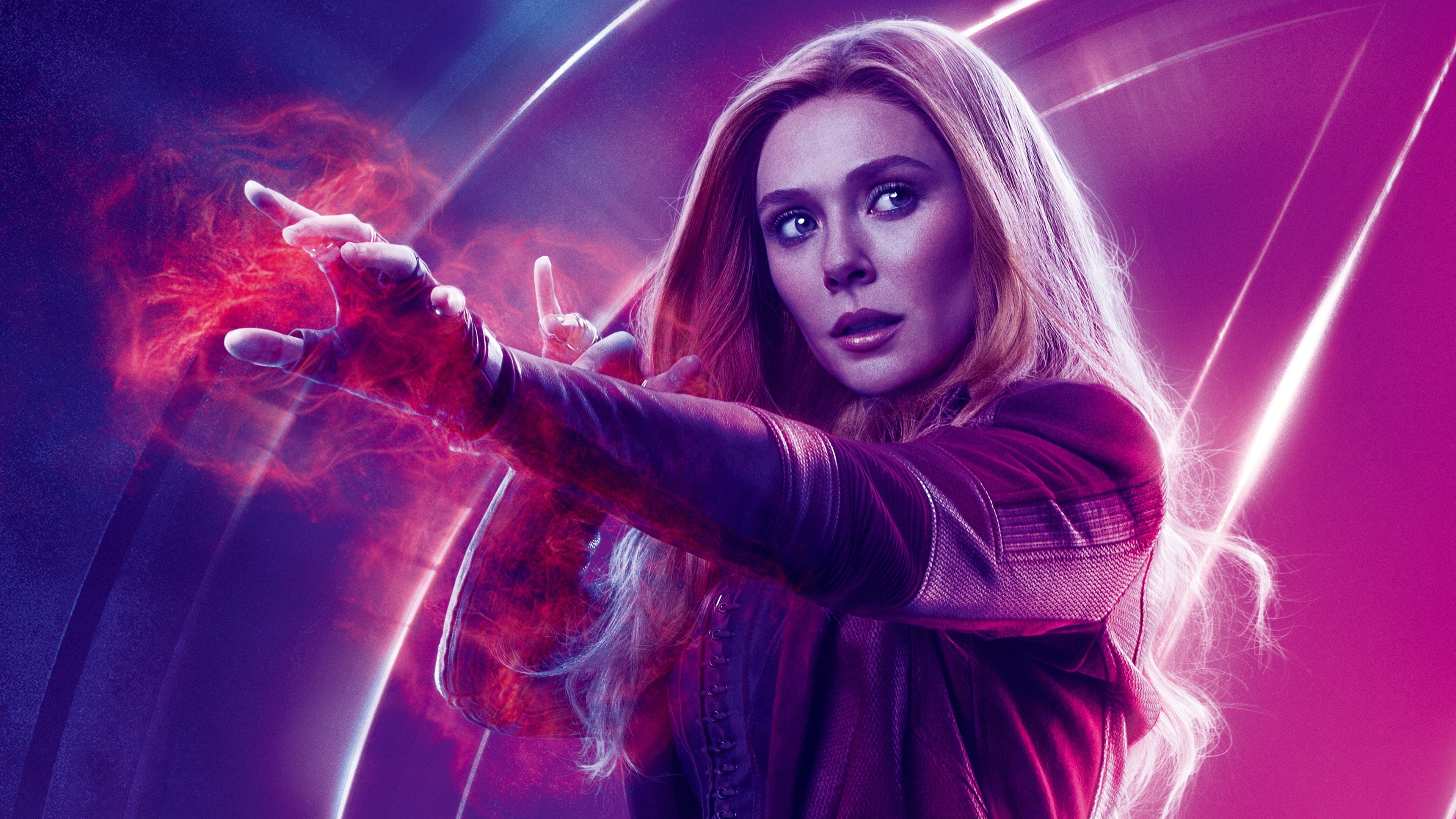 elisabeth olsen, fantasy, comics, movie, blonde, avengers, 4K, pink, hand, infinity war, Avengers: Infinity War (2018), poster, wanda maximoff, actress, HD Wallpaper