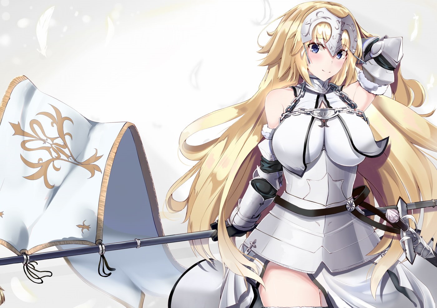 representation, silver colored, human representation, Fate Series, sculpture, women, Fate/Grand Order, sword, creativity, Jeanne dArc, hair, blond hair, HD Wallpaper