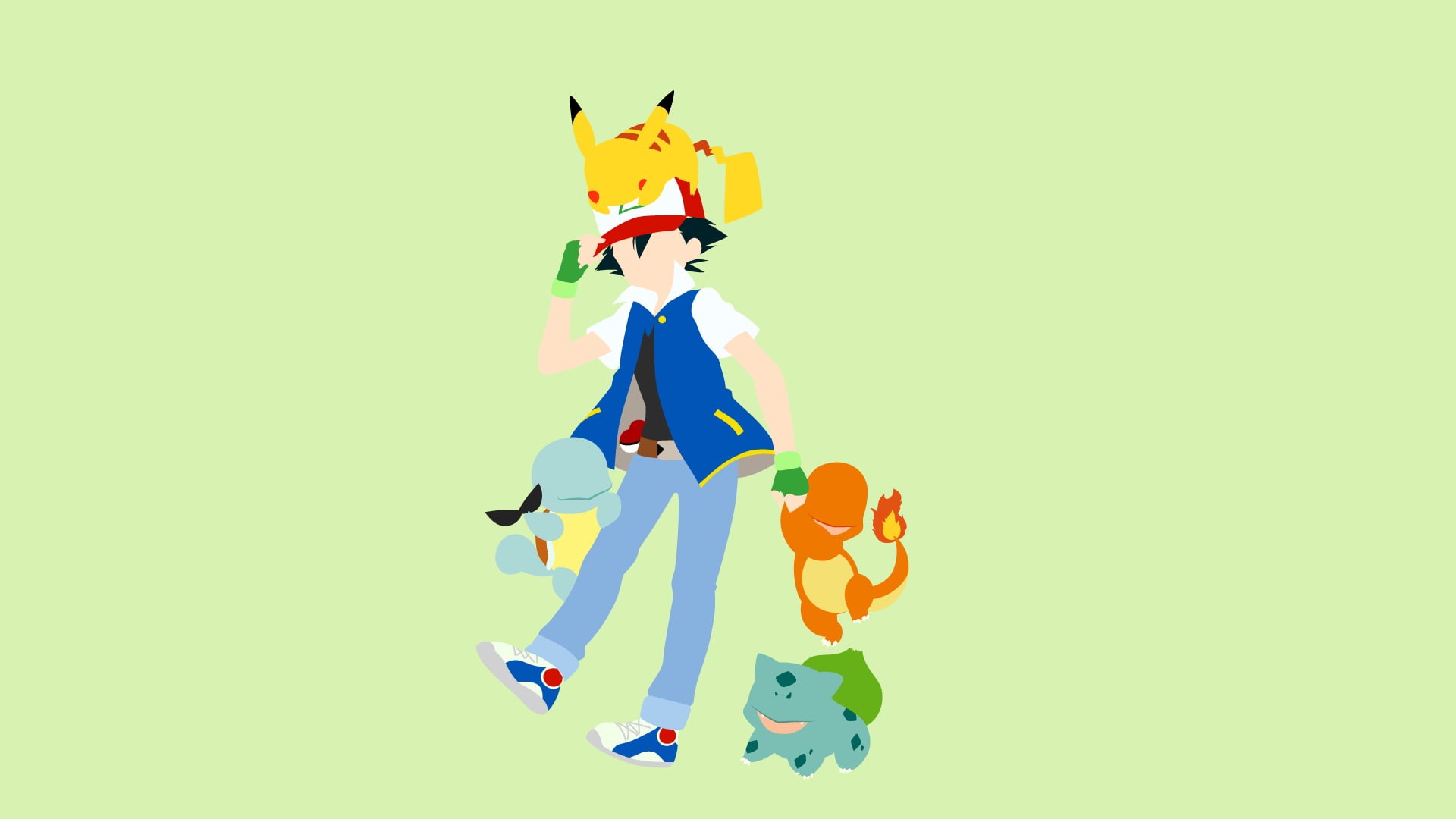 Ash Ketchum, Pikachu, Bulbasaur (Pokémon), Charmander (Pokémon), Pokémon, 1080P, Squirtle (Pokémon), HD Wallpaper