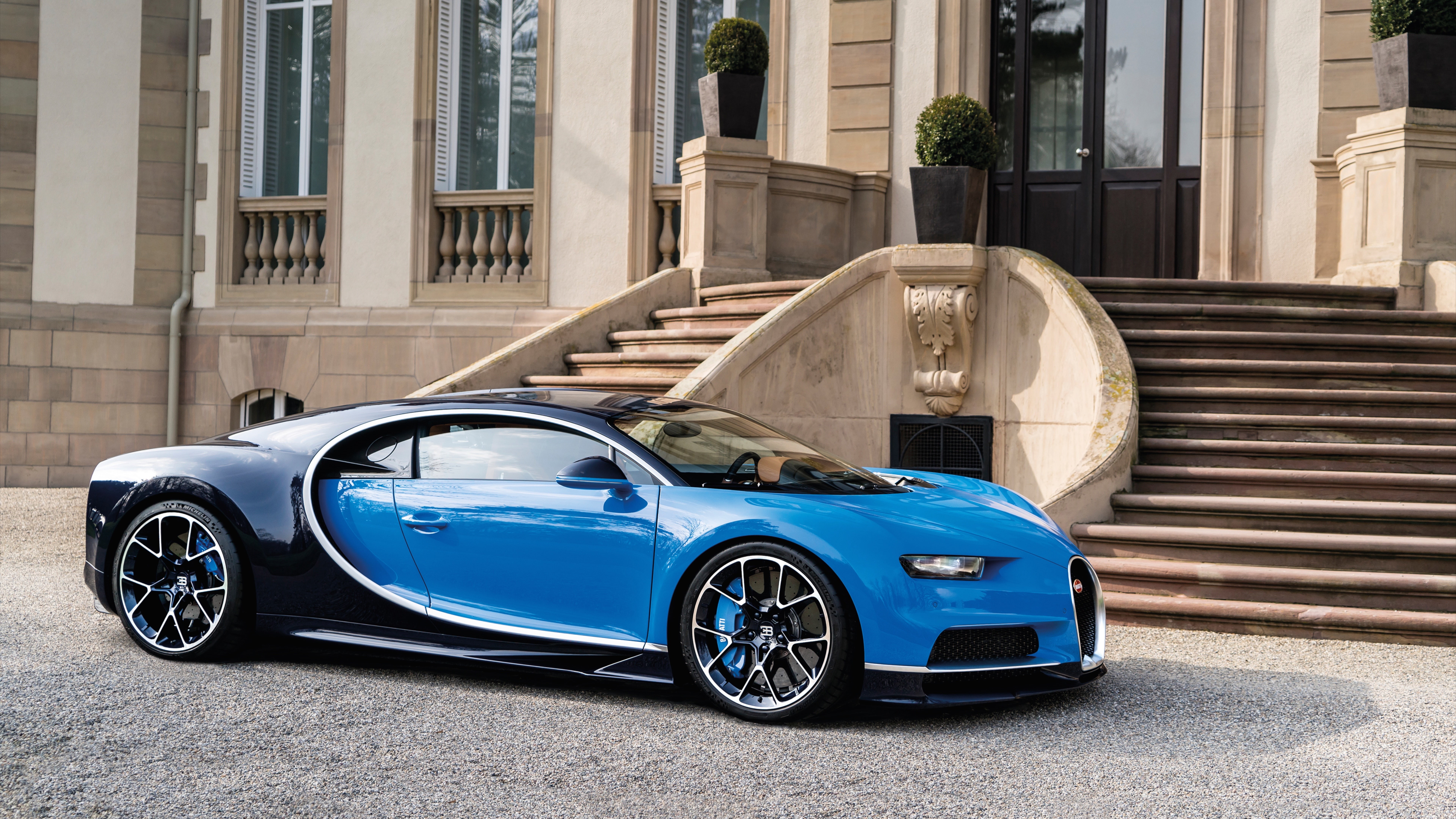 personal luxury car, luxury vehicle, automotive design, wheel, sports car, vehicle, performance car, bugatti, bugatti chiron, blue, car, supercar, 8K, HD Wallpaper