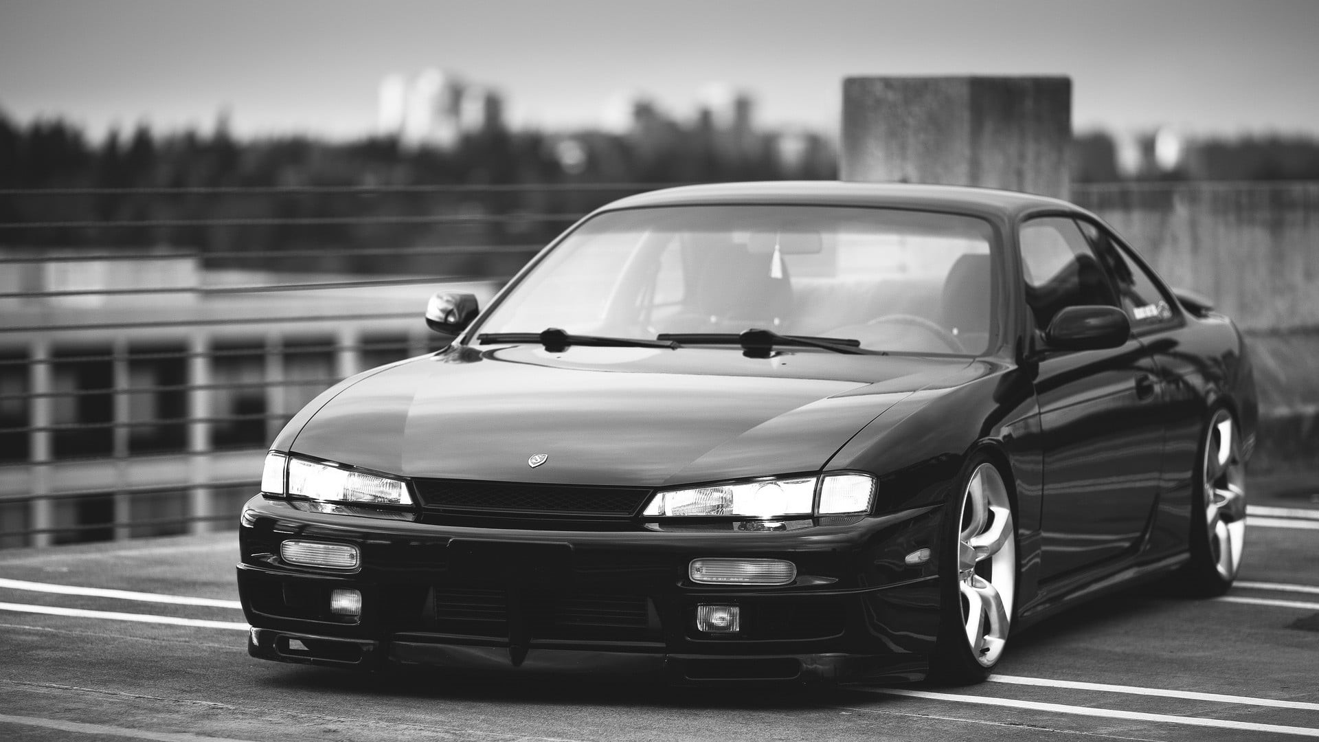 city, motor vehicle, nature, transportation, day, no people, black, focus on foreground, JDM, suv, tuning, building exterior, Nissan, sky, street, honda, HD Wallpaper