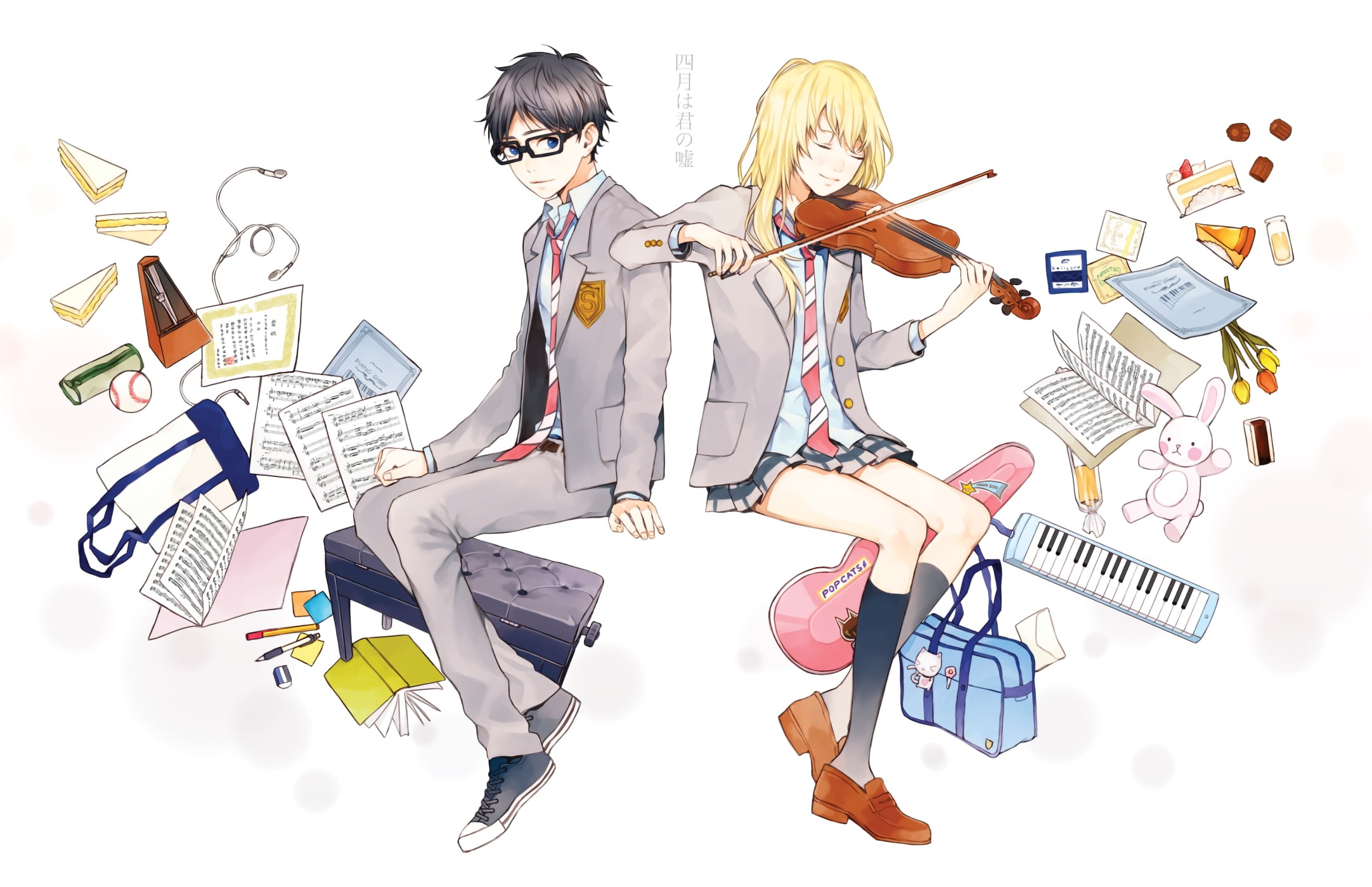 Miyazono Kaori, 1080P, Arima Kousei, Shigatsu wa Kimi no Uso, HD Wallpaper