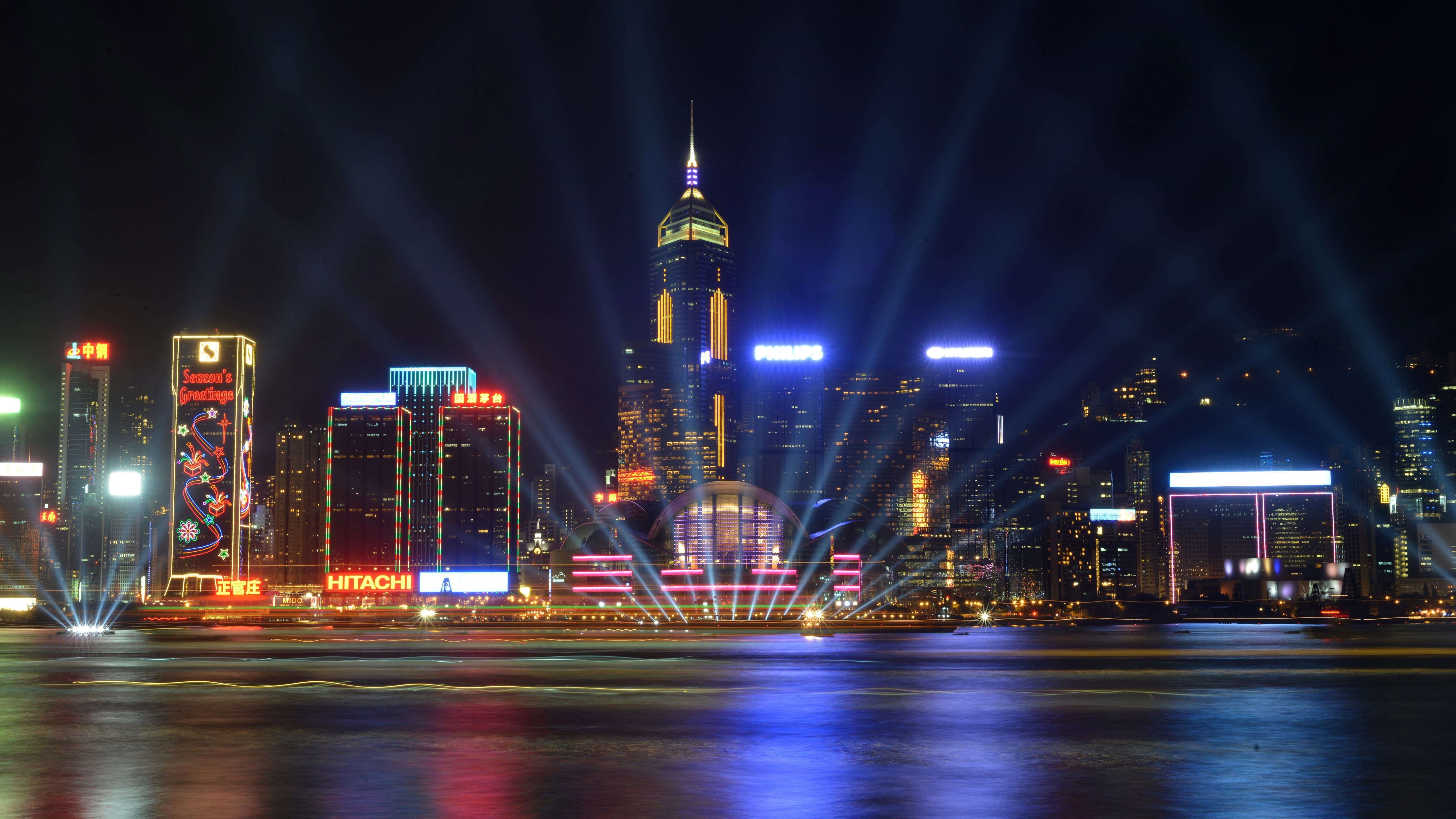 china, architecture, metropolis, skyscraper, sky, wan chai district, asia, night, a symphony of lights, wanchai, tower block, city, 5k, 5K, hong kong, HD Wallpaper