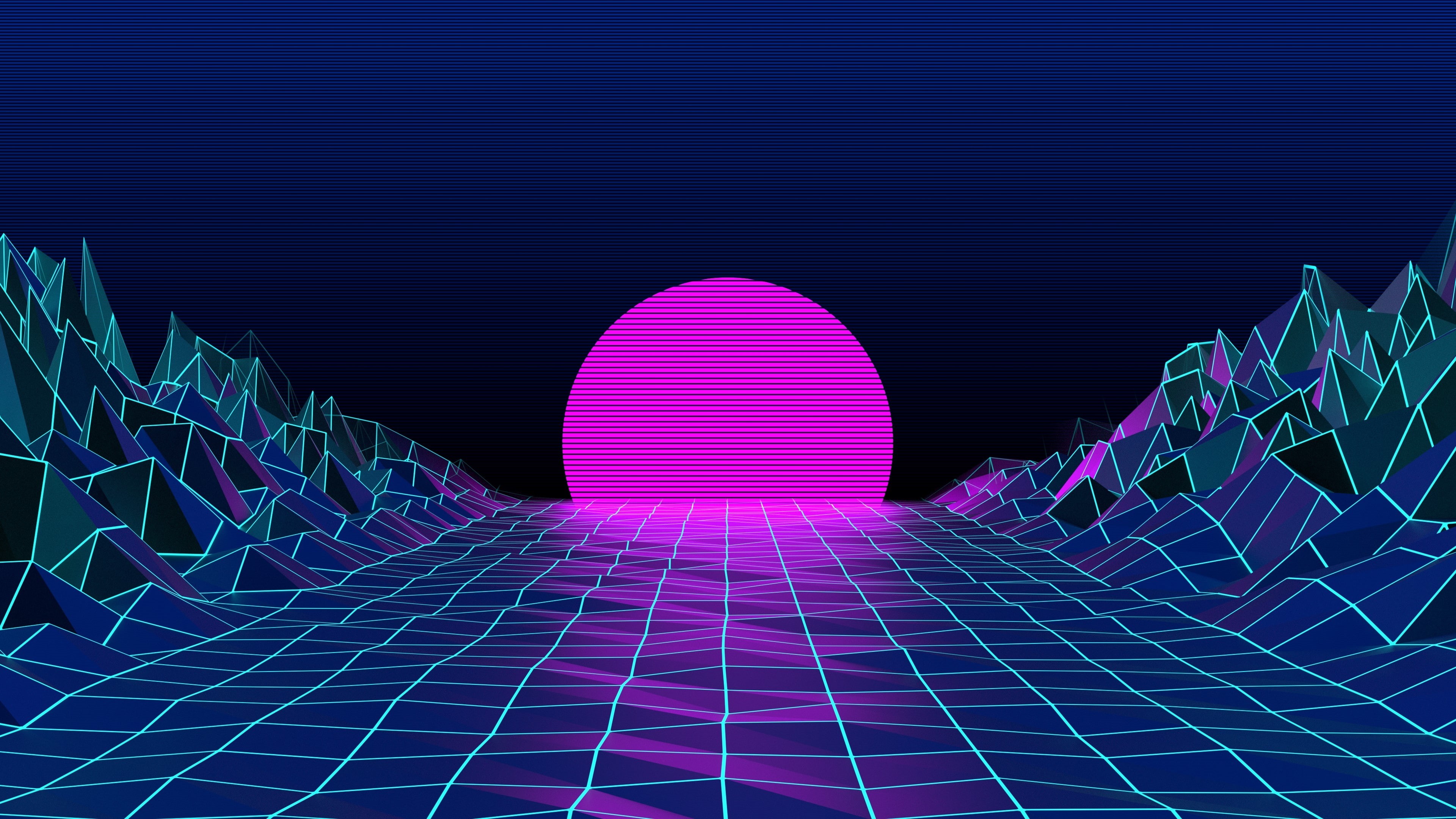 Retro style, lazerhawk, 4K, synthwave, abstract, 1980s, HD Wallpaper