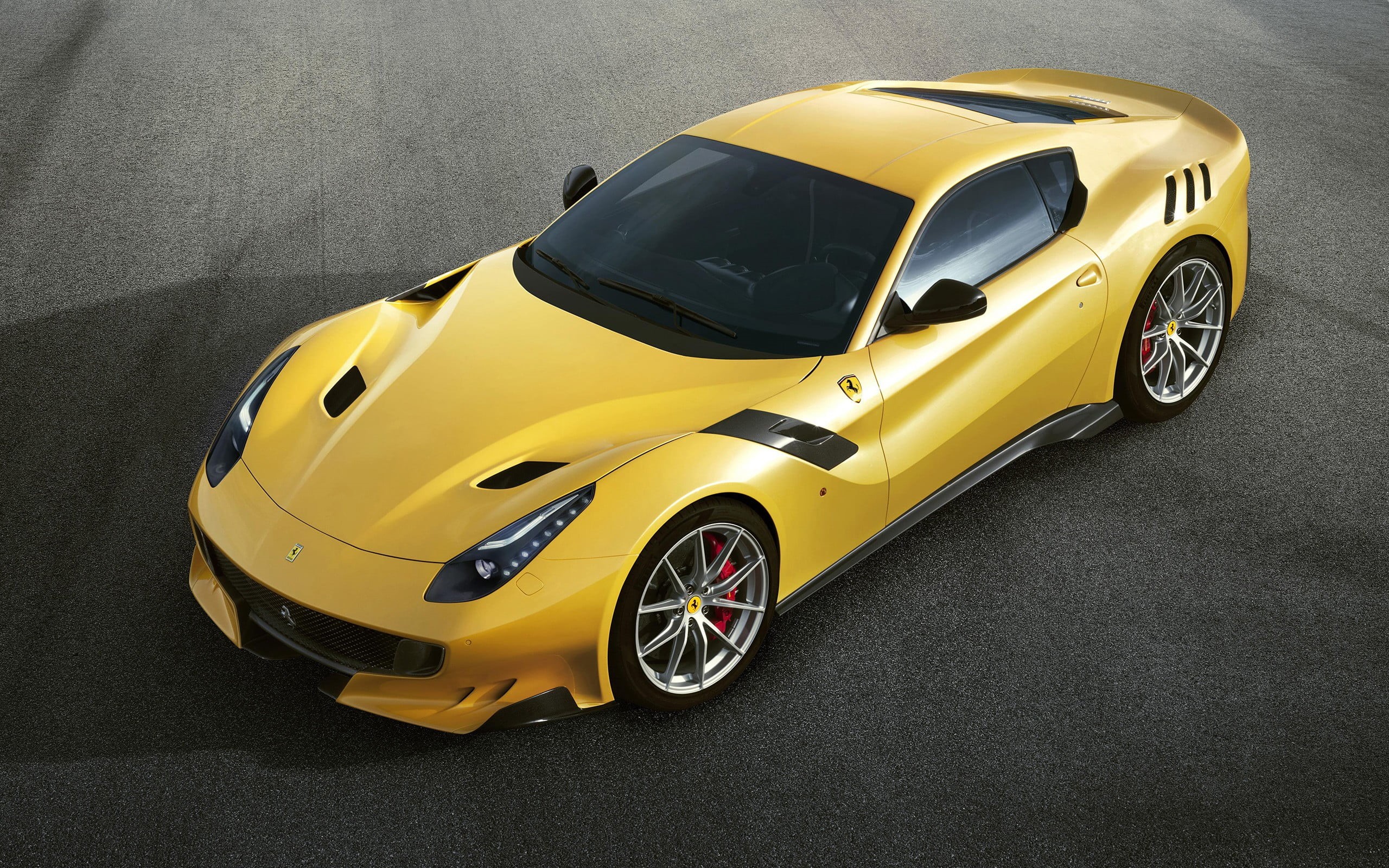 no people, transportation, Ferrari F12 TDF, outdoors, high angle view, wheel, sports car, land vehicle, 2K, model, taxi, toy car, black, toy, street, stationary, HD Wallpaper