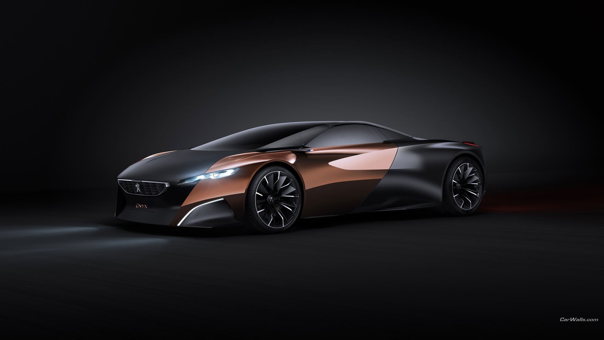 single object, 1080P, shiny, model, studio shot, motor vehicle, sports car, land vehicle, mode of transportation, black, wheel, Peugeot Onyx, indoors, HD Wallpaper