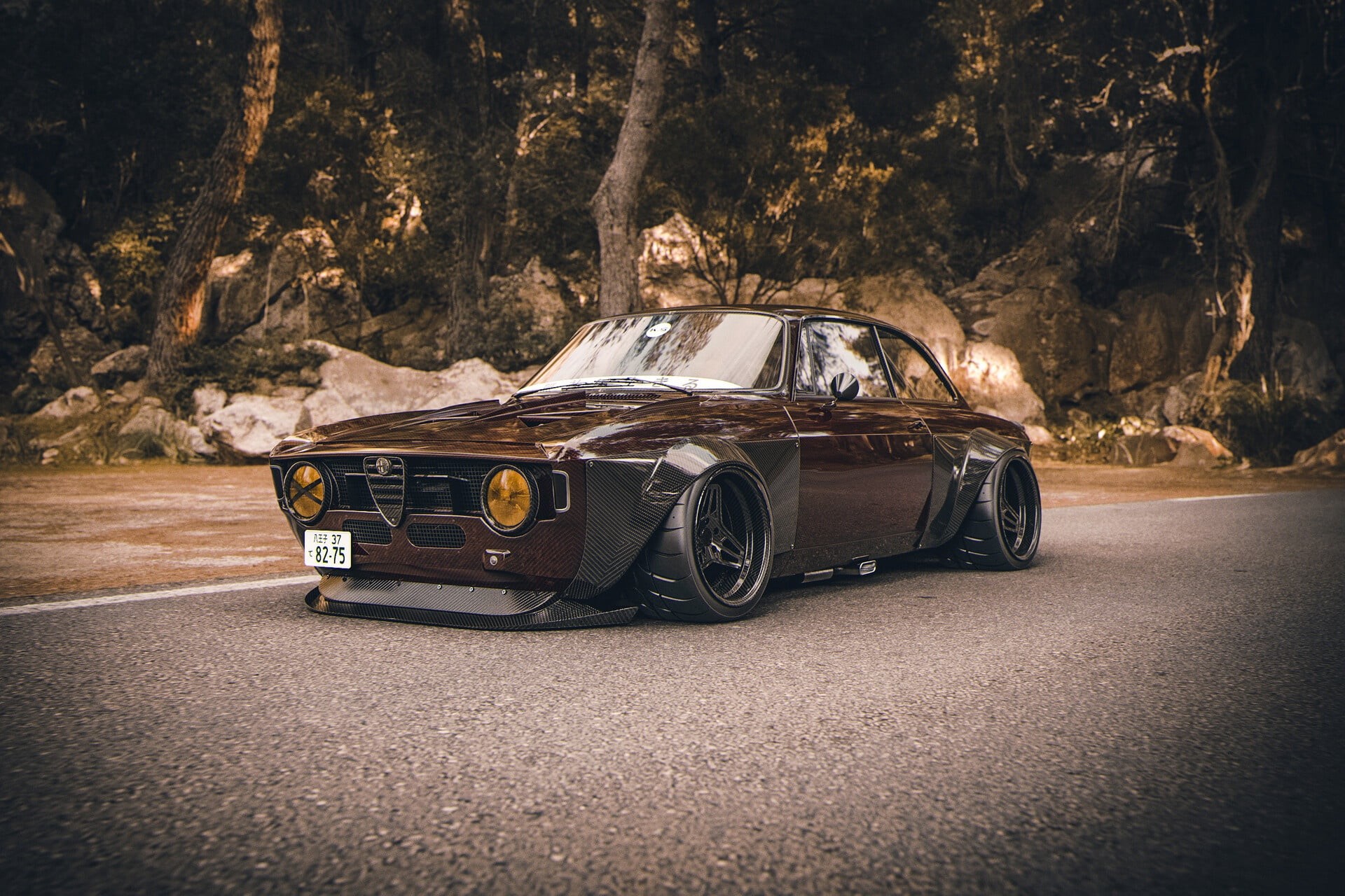 1965 (Year), Khyzyl Saleem, 1080P, Alfa Romeo Gulia, car, V8 Carbon Giulia 488, Alfa Romeo, vehicle, HD Wallpaper