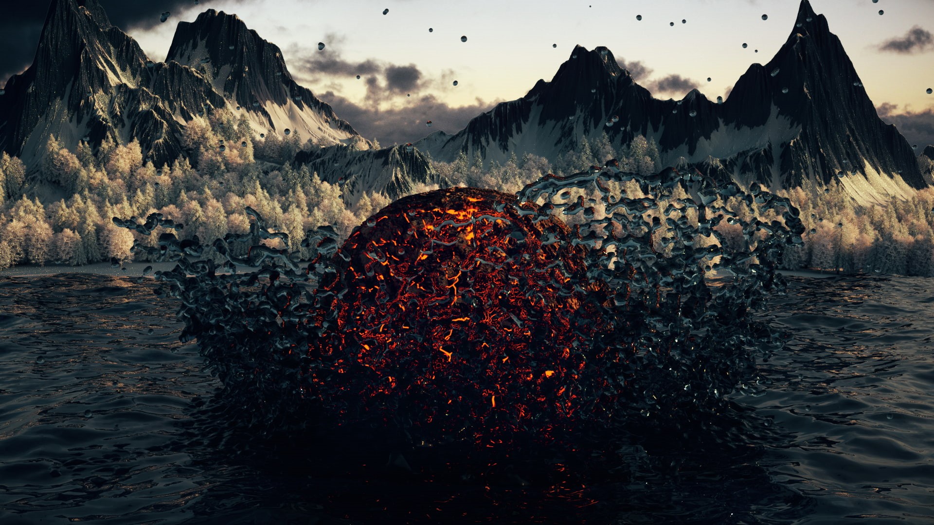 landscape, Cinema 4D, 1080P, OctaneRender by OTOY, abstract, HD Wallpaper