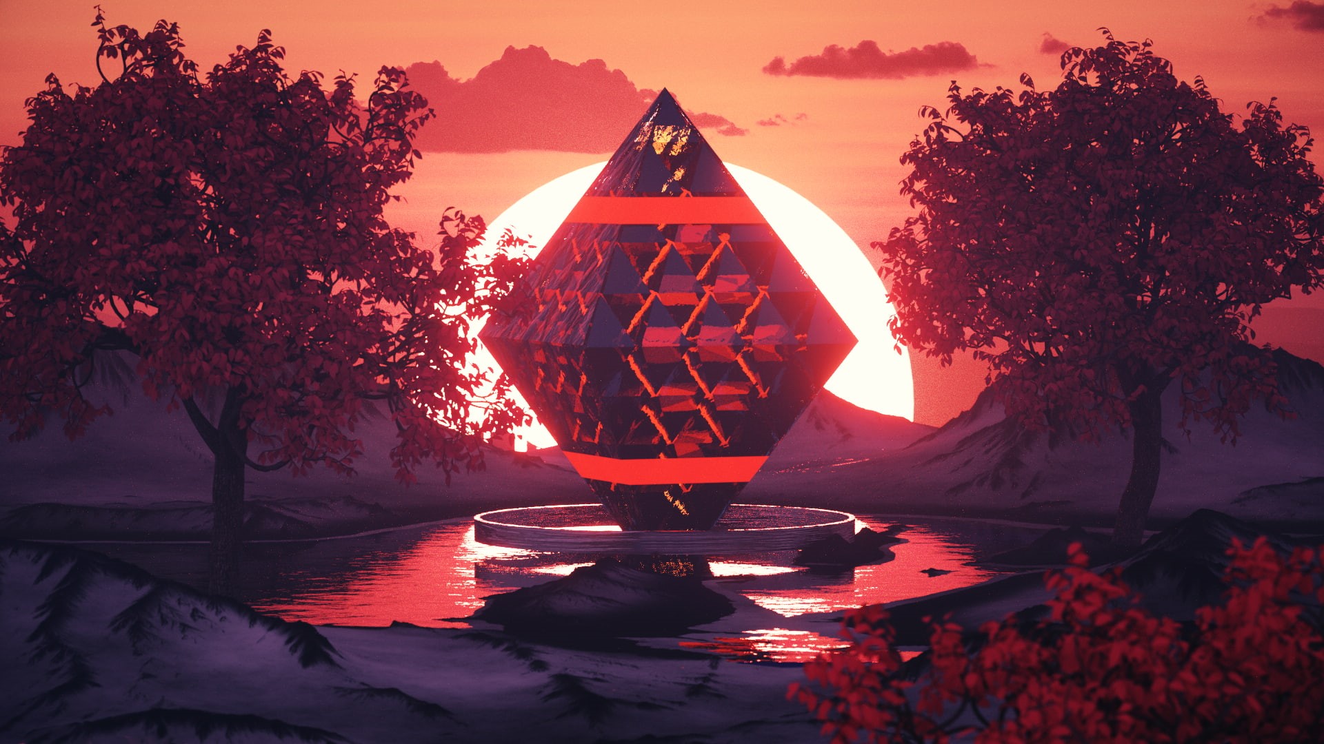 1080P, 3D Abstract, world machine, landscape, mountains, Cinema 4D, HD Wallpaper