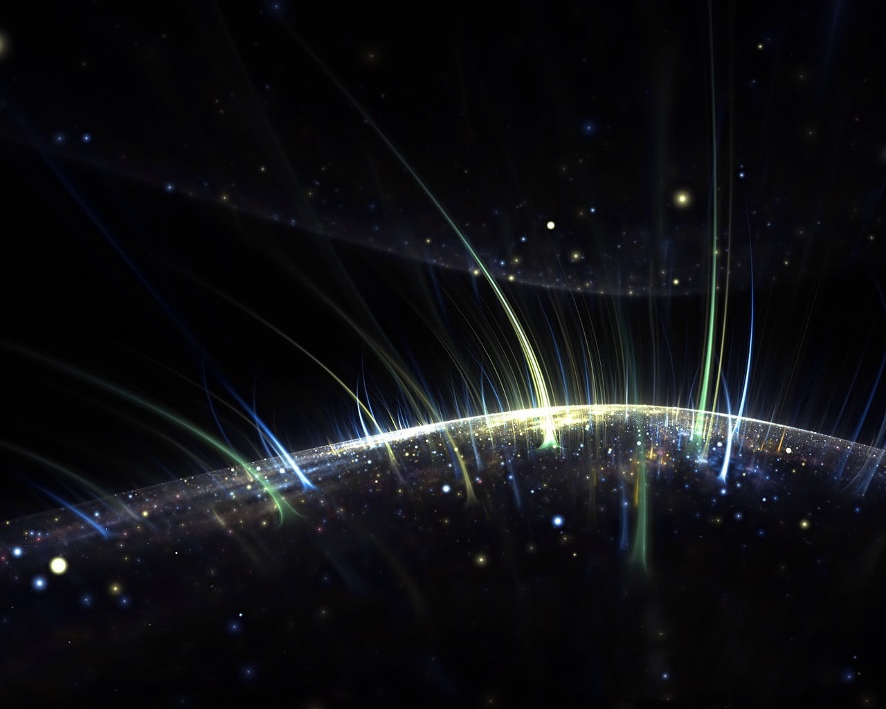 night, glowing, pattern, star - space, multi colored, digital art, lens flare, black background, luminosity, particles, no people, light - natural phenomenon, HD Wallpaper