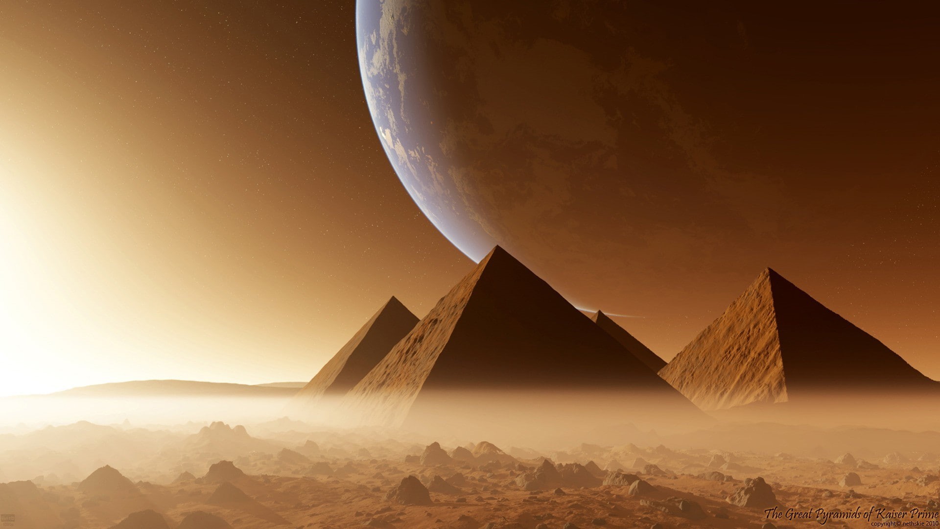1080P, space art, Egypt, pyramid, HD Wallpaper