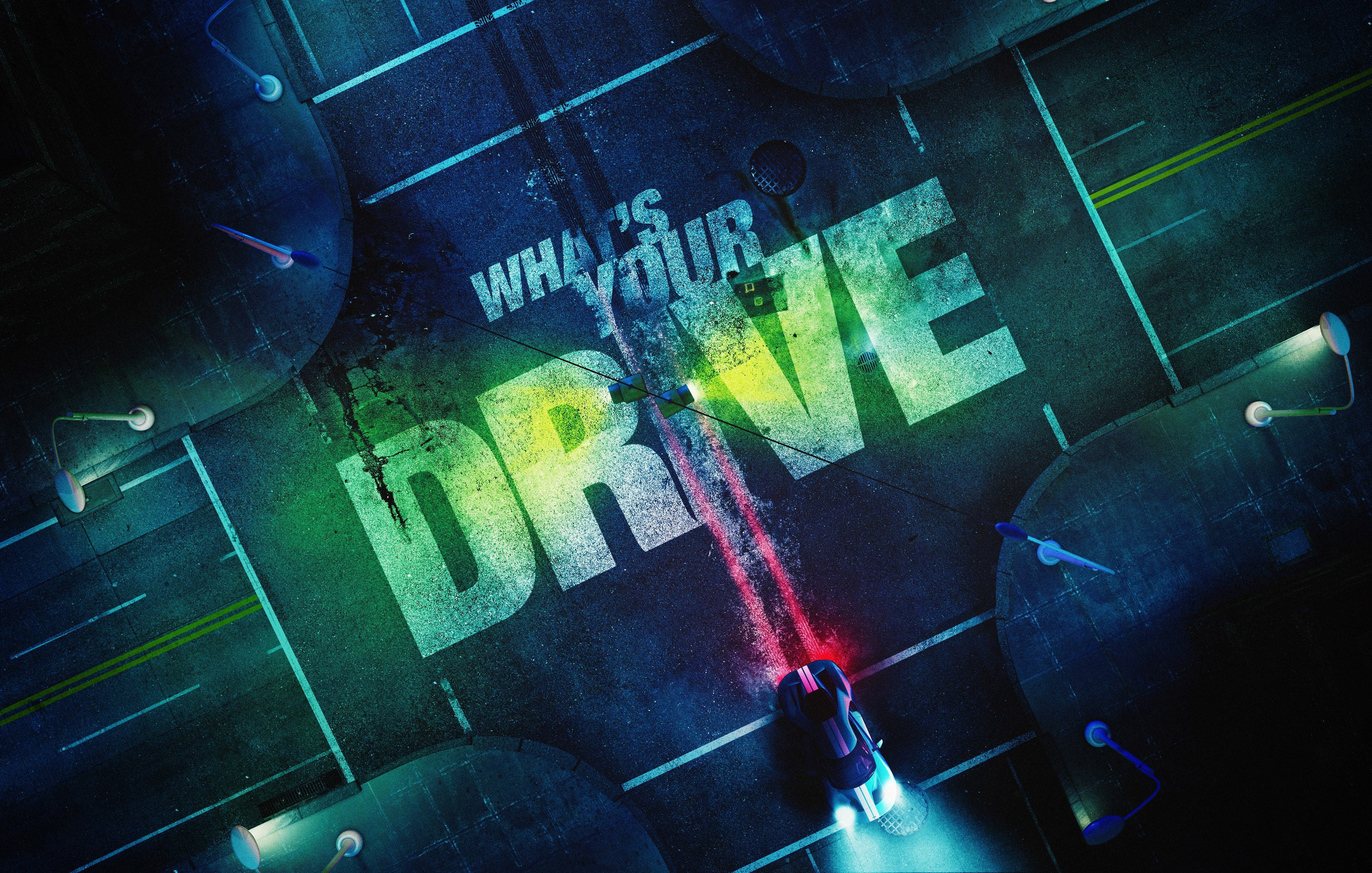 New York International Auto Show, Drive, Neon, 2K, HD Wallpaper