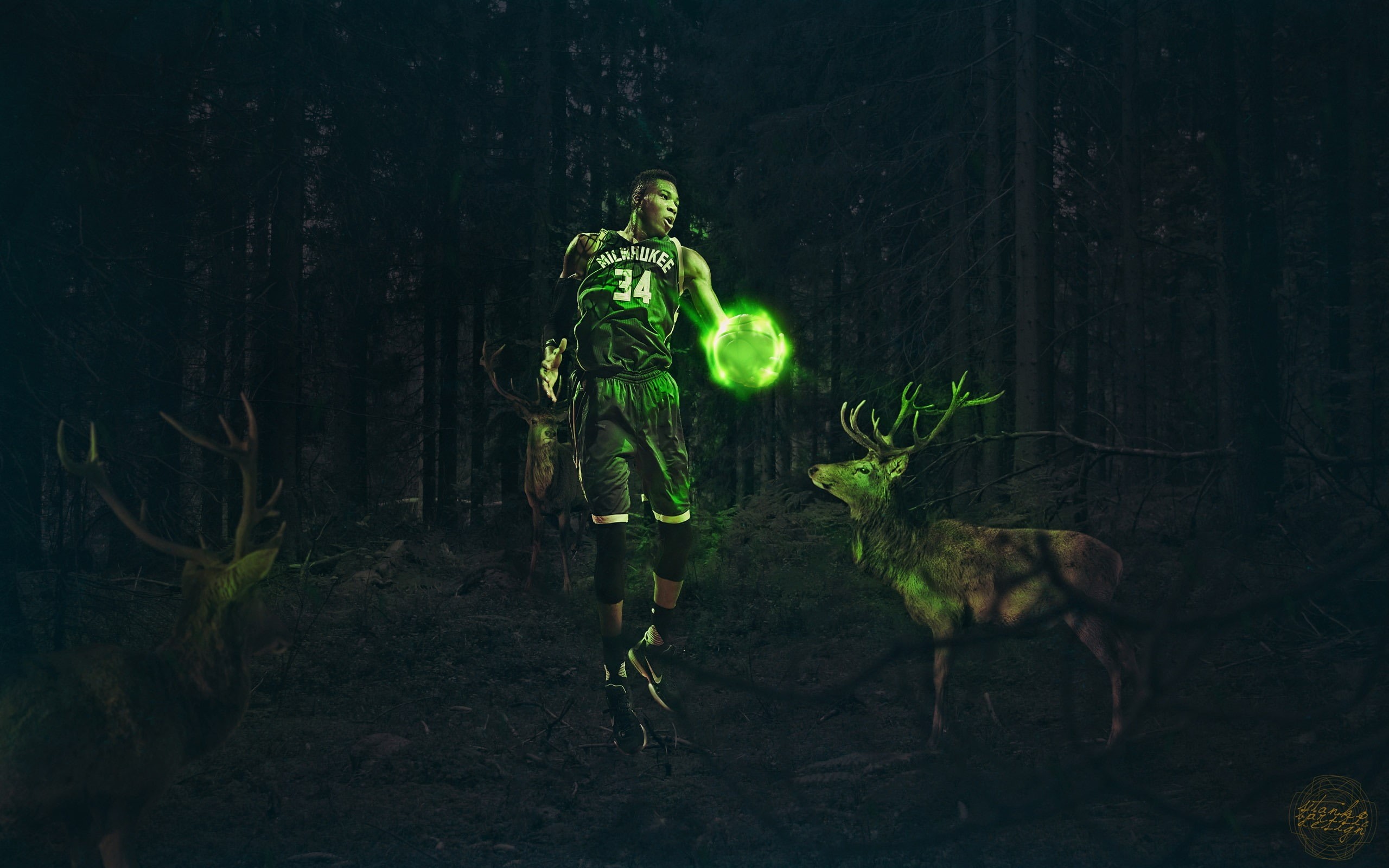 tree, domestic animals, two, vertebrate, reindeer, mammal, nature, herbivorous, animal wildlife, antetokounmpo, field, brown, illustration, nba, giannis, HD Wallpaper