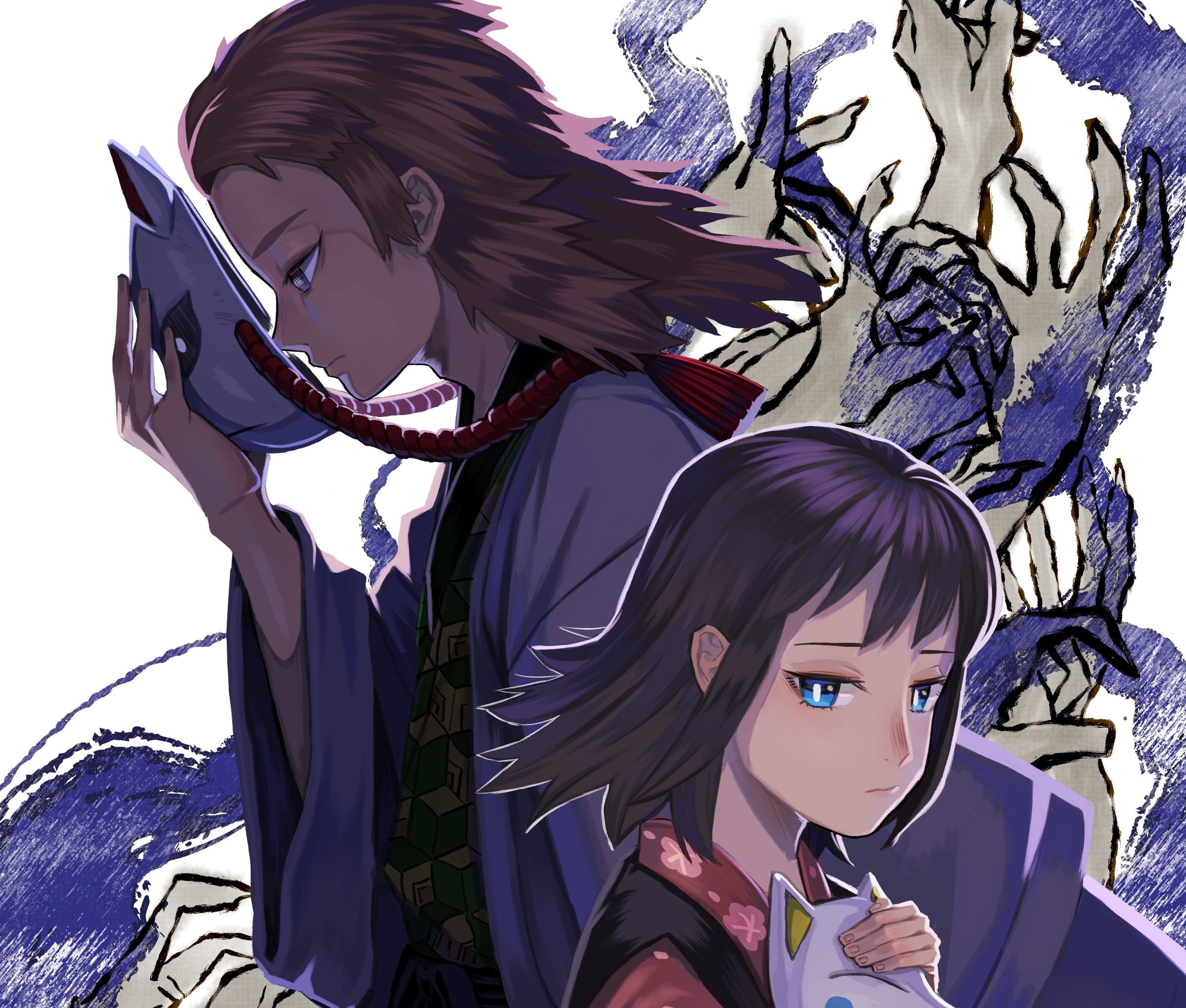 Demon Slayer: Kimetsu no Yaiba, 1080P, Sabito (Demon Slayer), Makomo (Demon Slayer), Anime, HD Wallpaper