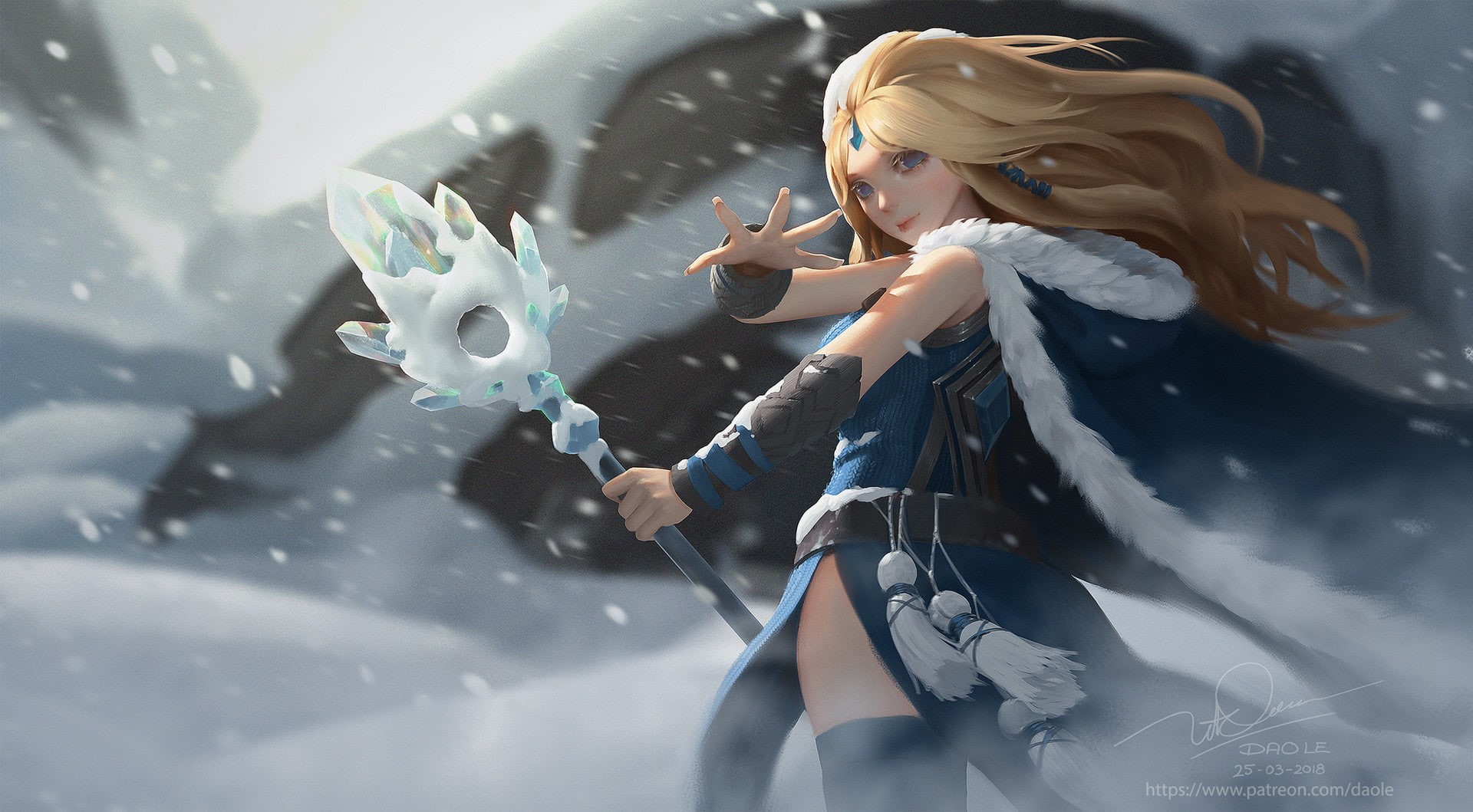 Dao Le Trong, Dota 2, 1080P, Crystal Maiden (DOTA2), magic, HD Wallpaper