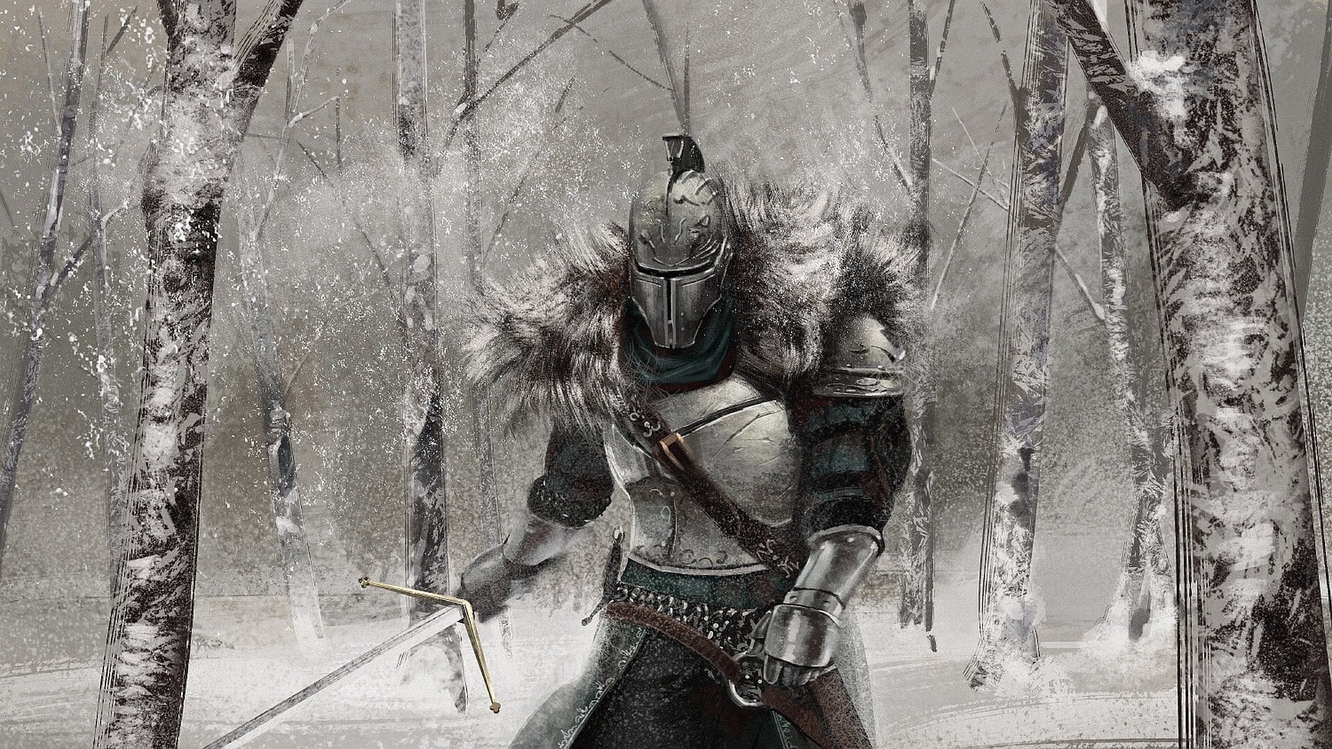 armor, leisure activity, winter, outdoors, adult, one person, forest, tree, lifestyles, young women, obscured face, video games, samurai, digital composite, HD Wallpaper