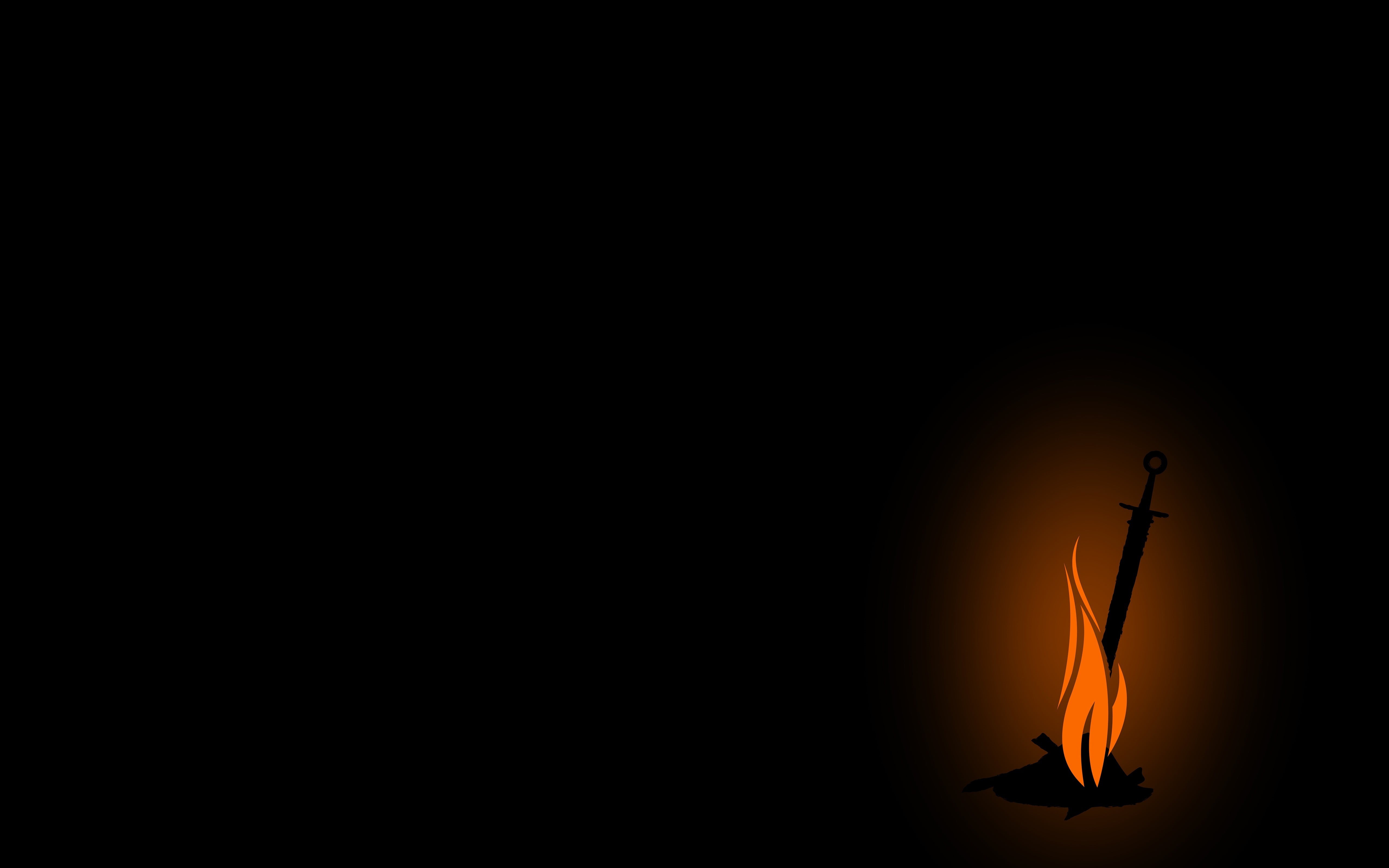 no people, nature, indoors, studio shot, minimalism, 5K, dark, spirituality, video games, copy space, sword, light - natural phenomenon, close-up, orange color, HD Wallpaper