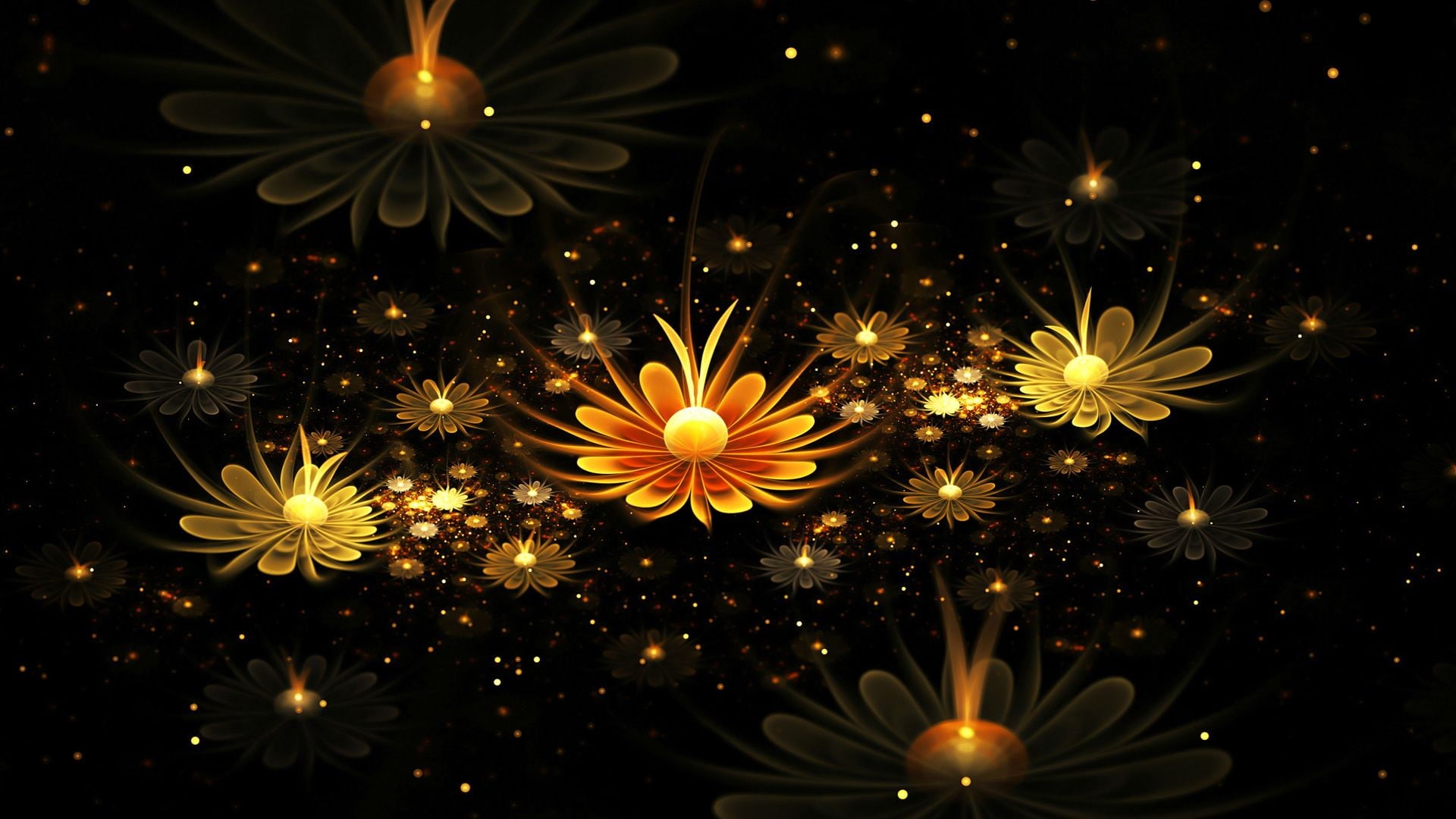 vulnerability, explosion, abstract, explosive, space, glowing, eve, celebration, decoration, growth, flowering plant, pollen, 1080P, petal, black, light, HD Wallpaper