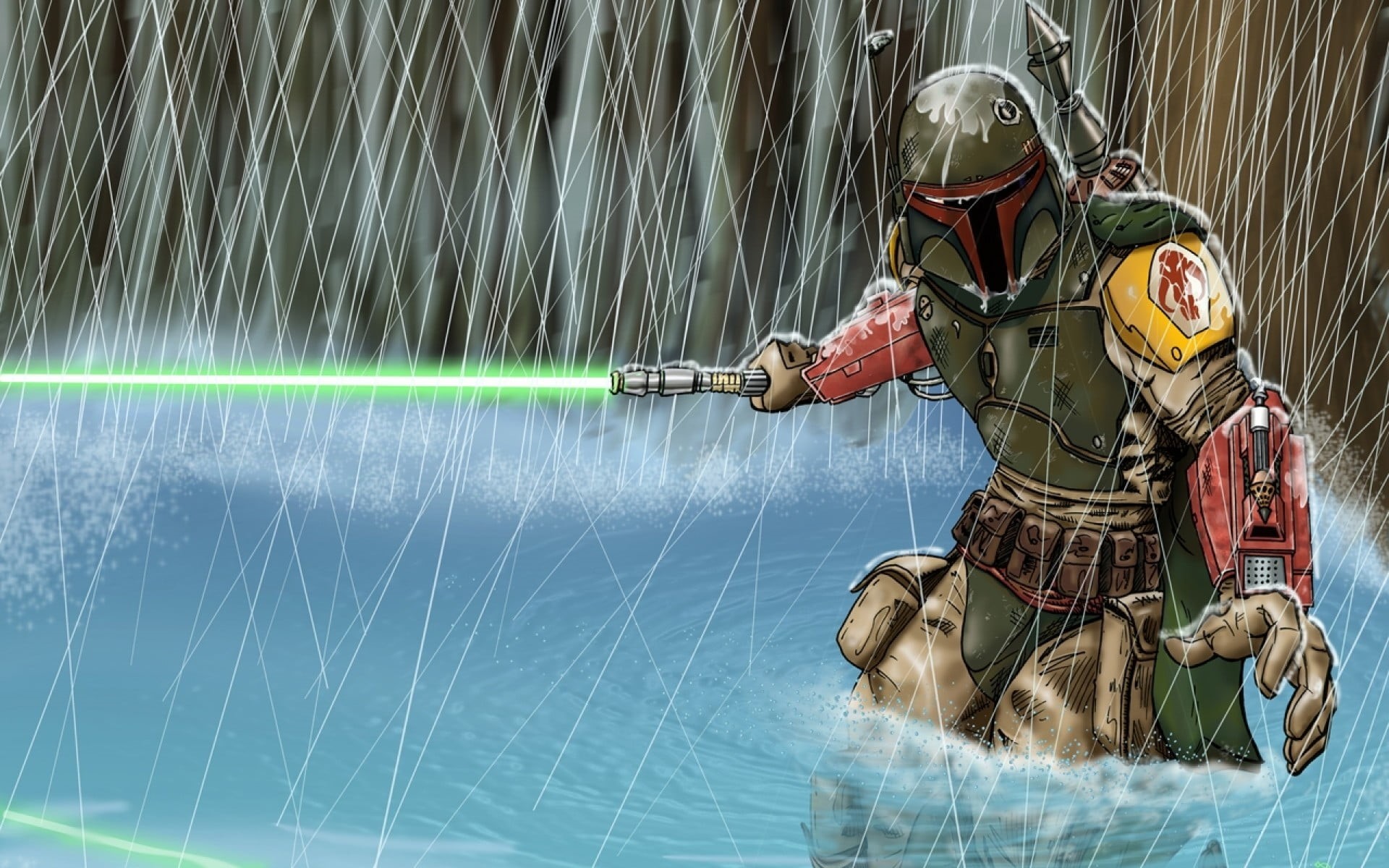 water, working, safety, Star Wars, Boba Fett, fett, firefighter, government, illustration, two people, headwear, day, uniform, men, outdoors, clothing, HD Wallpaper