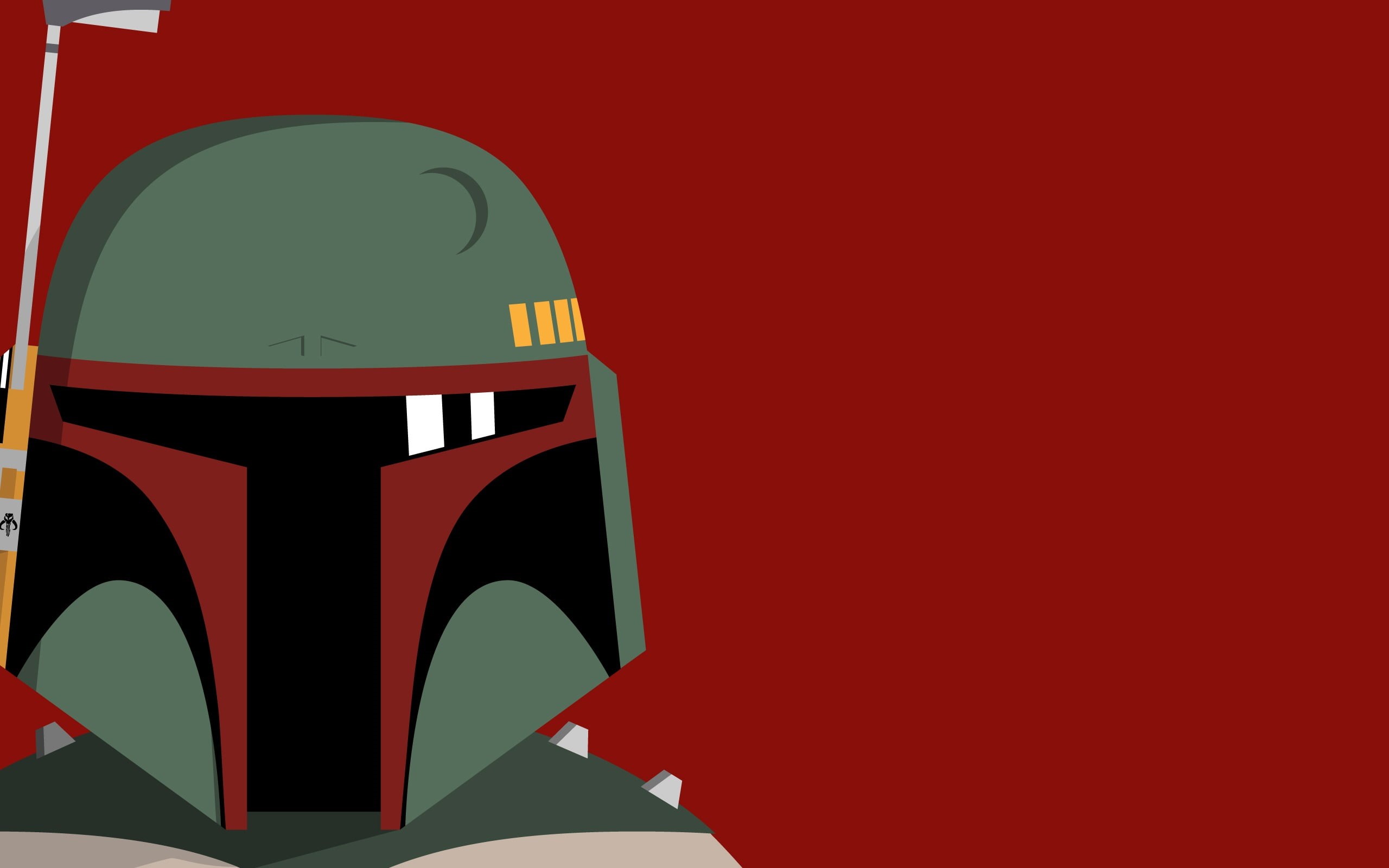 Boba Fett, safety, work helmet, electric lamp, protection, artwork, copy space, fett, 2K, backgrounds, Star Wars, boba, minimalism, bounty hunter, helmet, HD Wallpaper