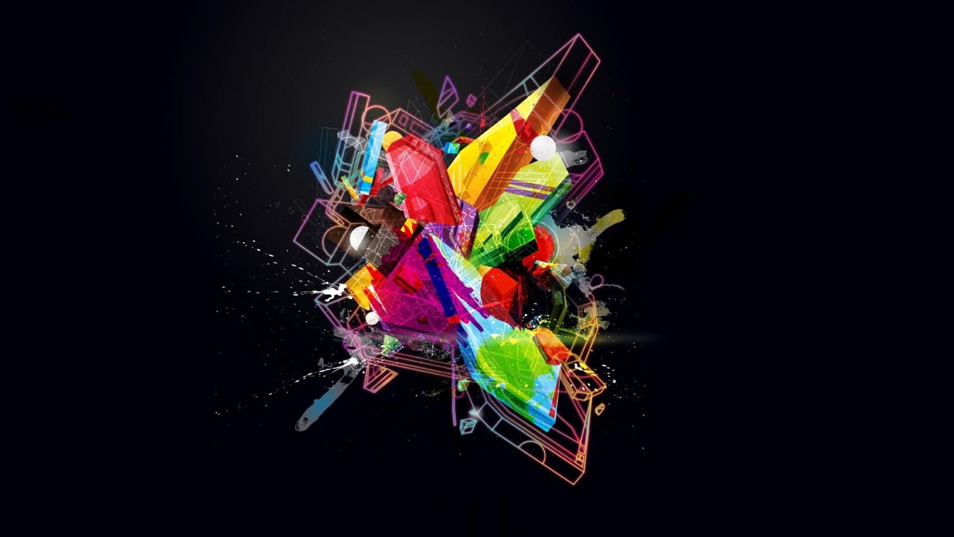 splashes, fragility, destruction, multicolored, vulnerability, copy space, still life, large group of objects, creativity, 3D, abstract, studio shot, water, HD Wallpaper