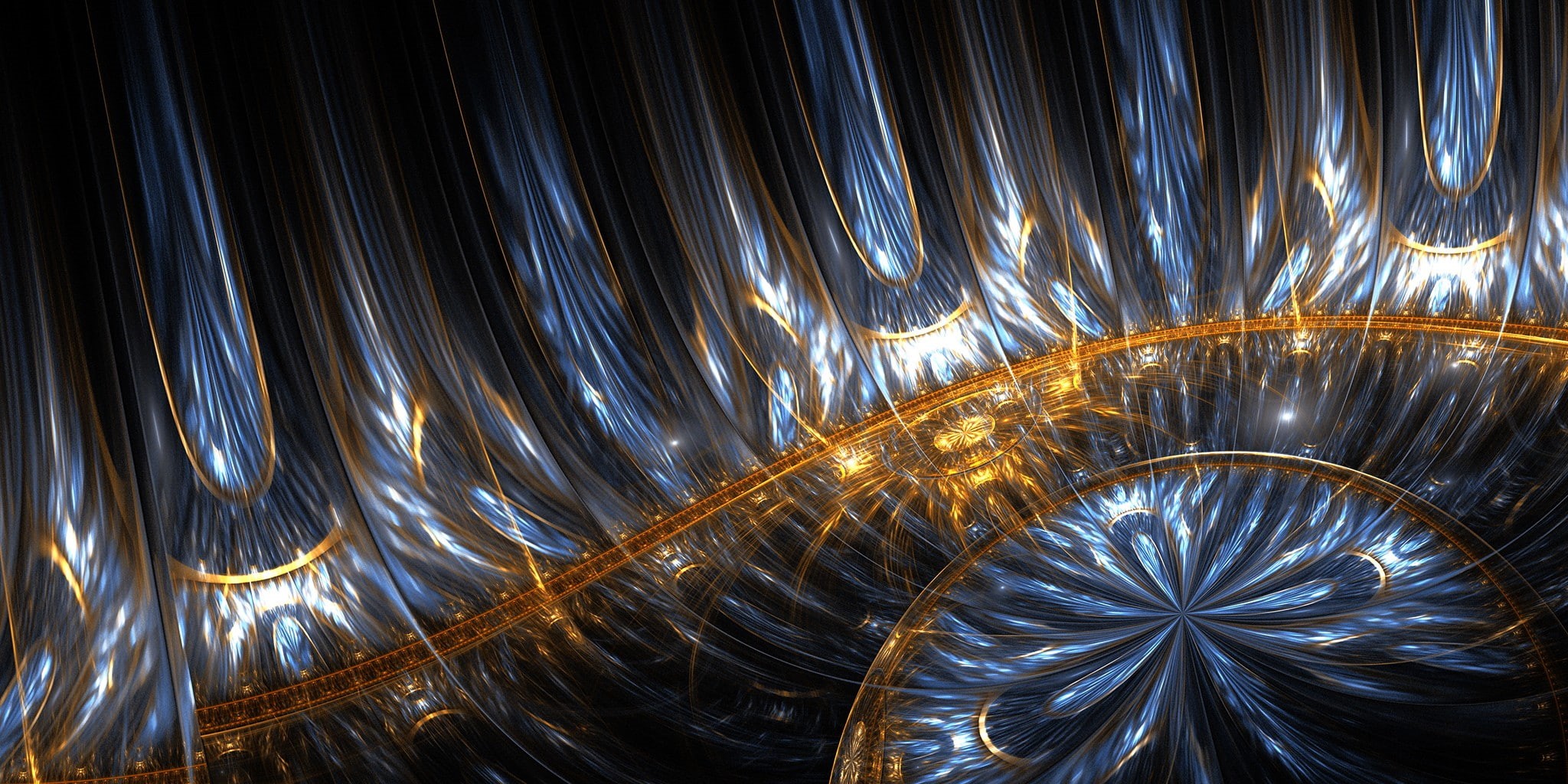 gold, digital art, 3D, 1080P, fractal, Apophysis, waves, abstract, HD Wallpaper