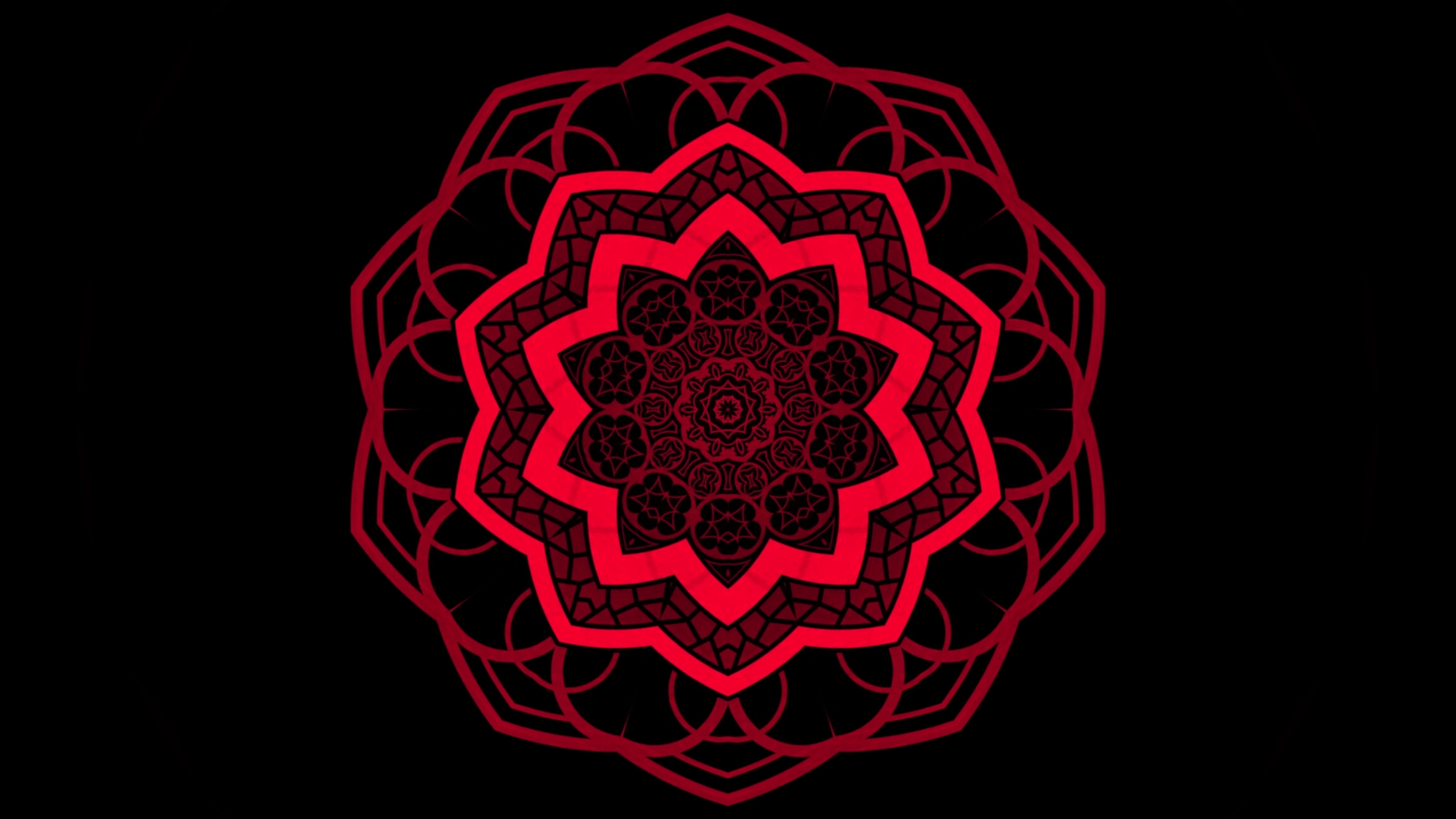 Red, Abstract, Pattern, 5K, Mandala, HD Wallpaper