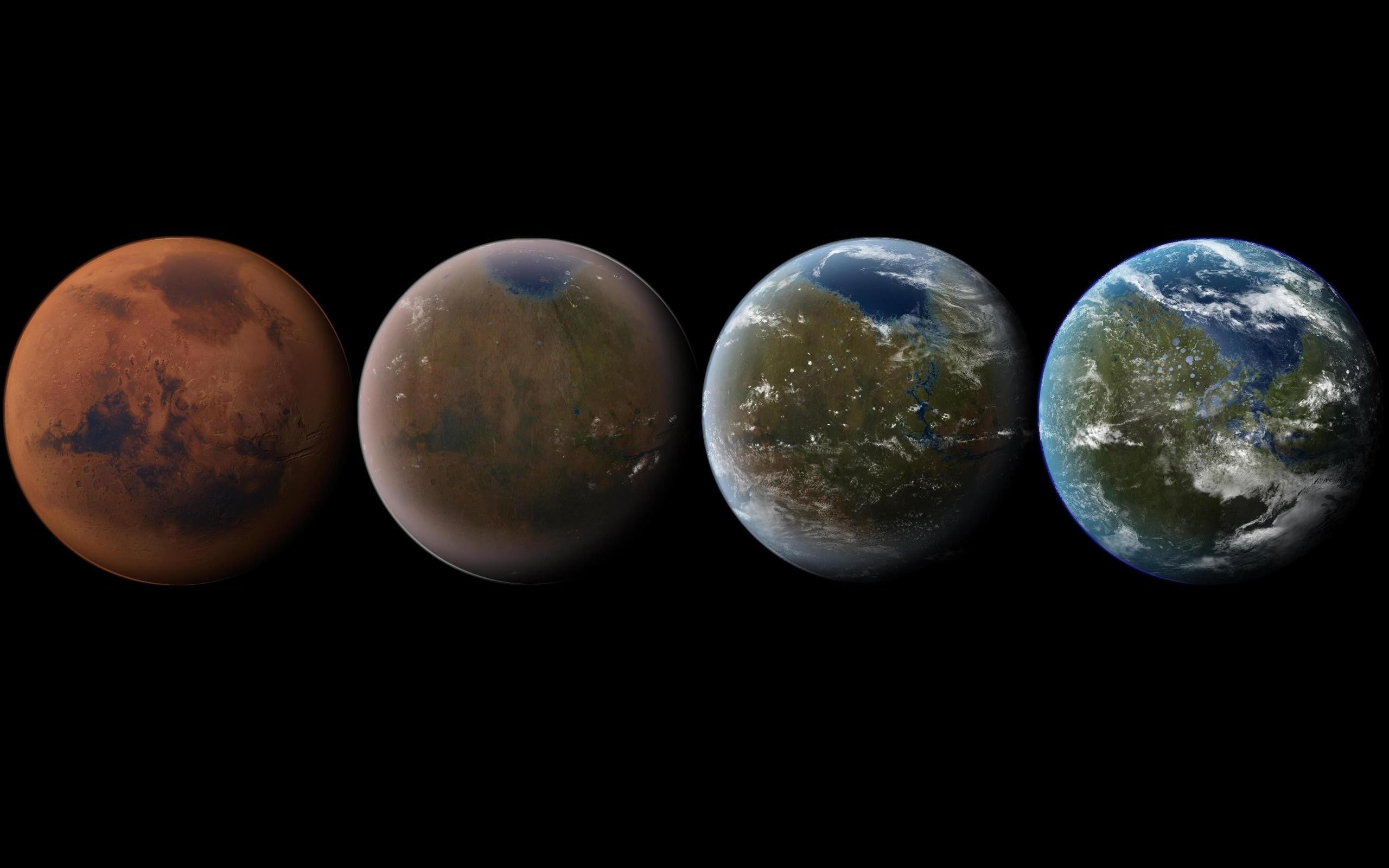Terraform, planet, life, atmosphere, imagination, transformation, space art, 2K, black background, Mars, texture, digital art, space, HD Wallpaper